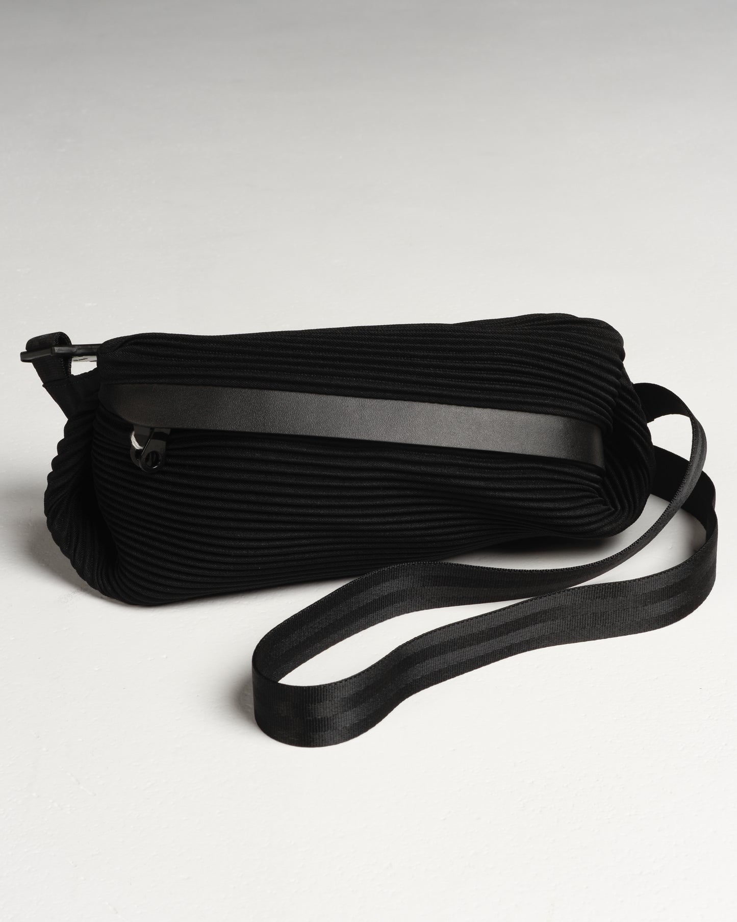 Black Classic Bias Pleats Waistbag