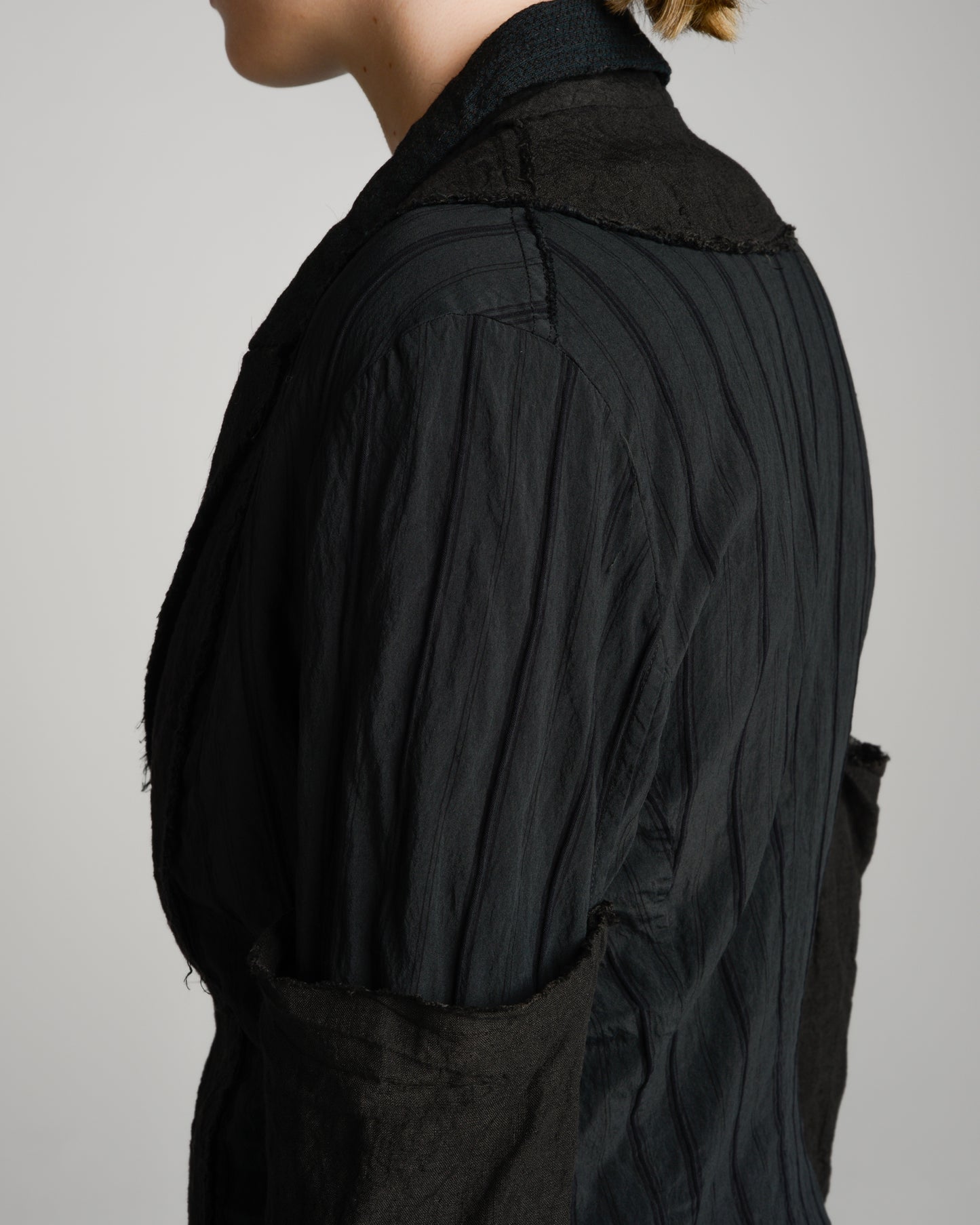 Black Tailored Button Sleeve Jacket