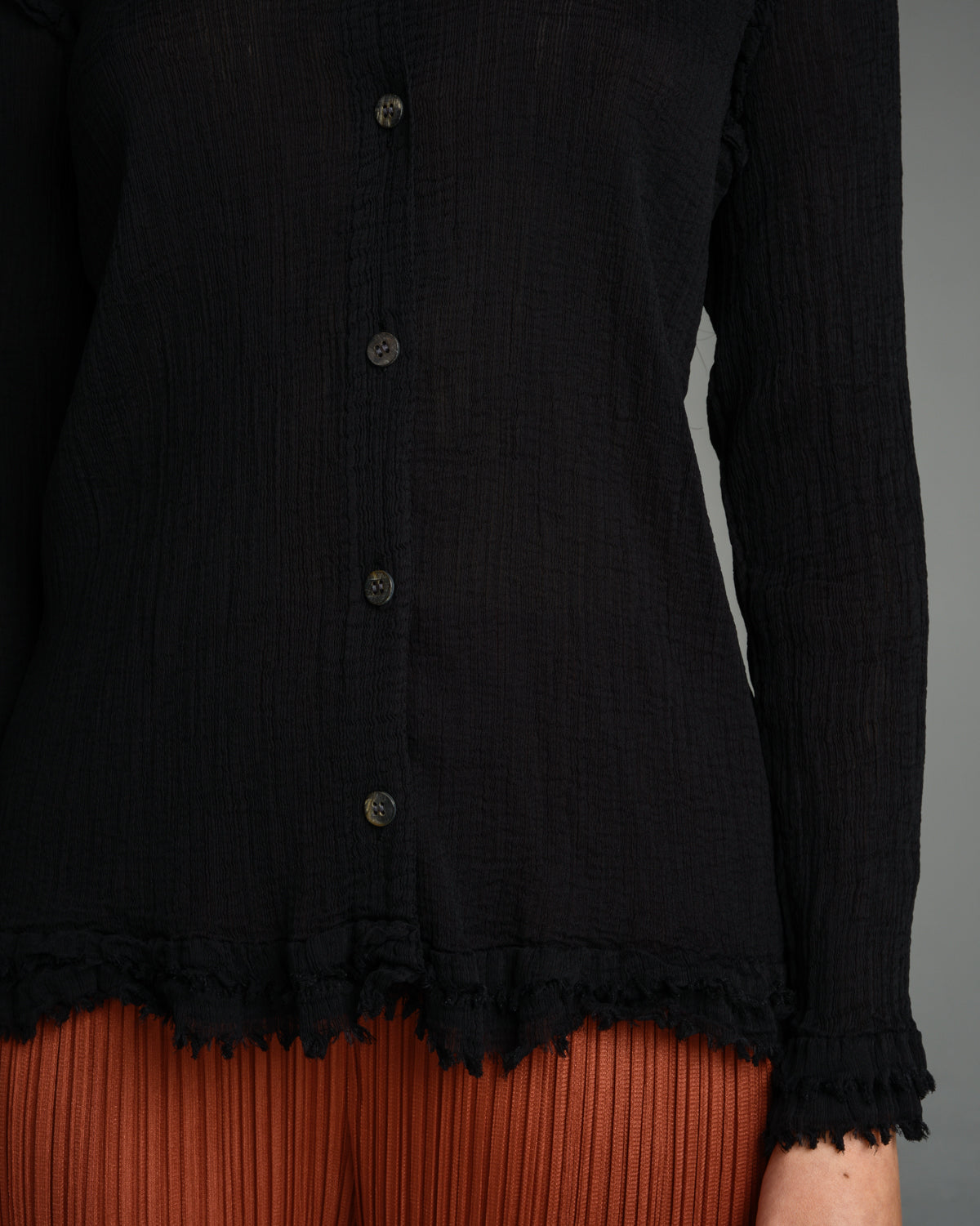 Black Crepe Raw Edge Cardigan