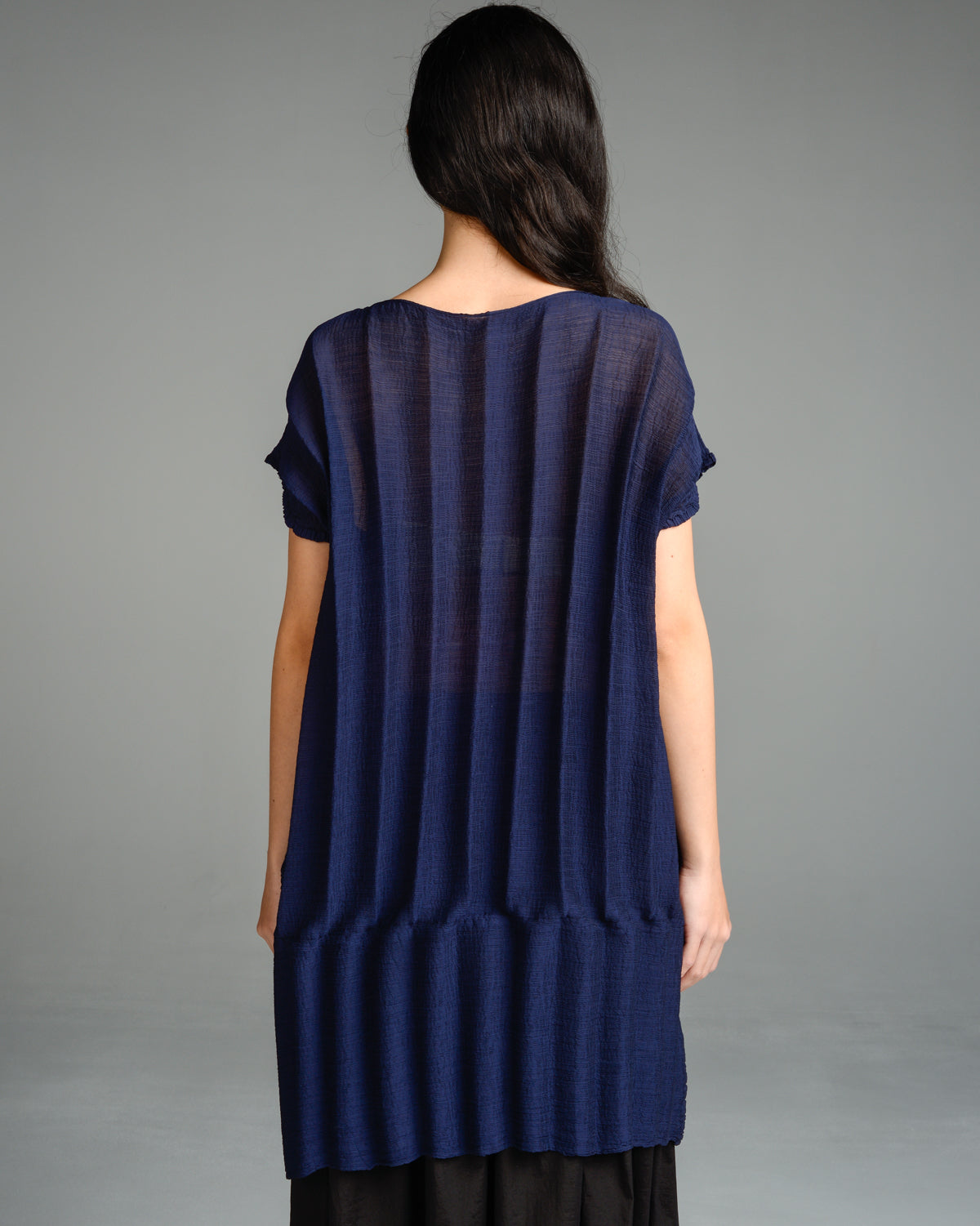 Navy Ripple Crepe Tunic