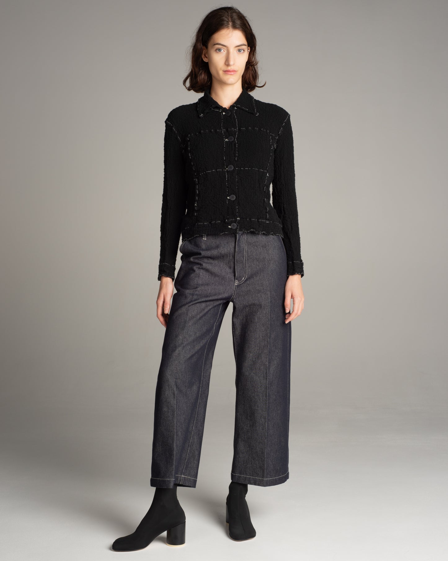 Black Cauliflower Contrast Stich Jacket