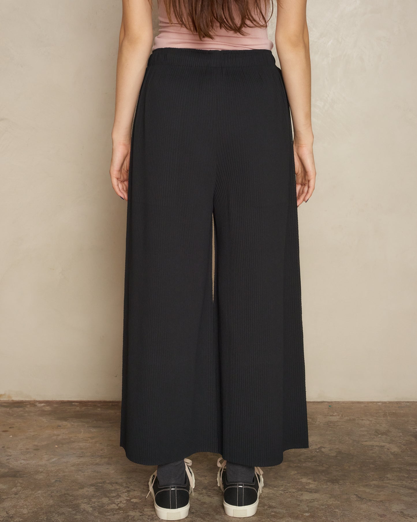 Black Signature Wide Leg Fine Knit Trousers