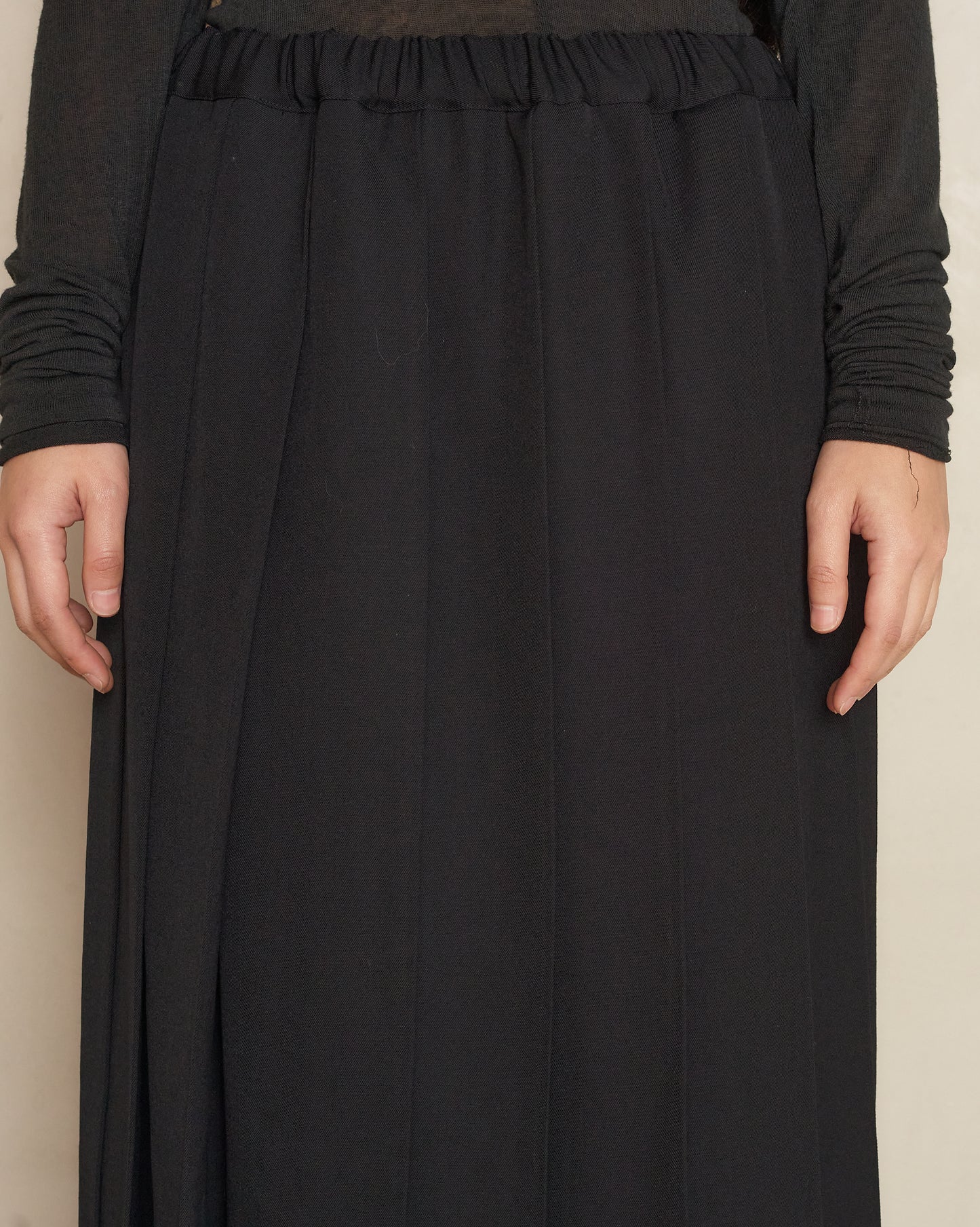 Black Wool Pleated Skirt