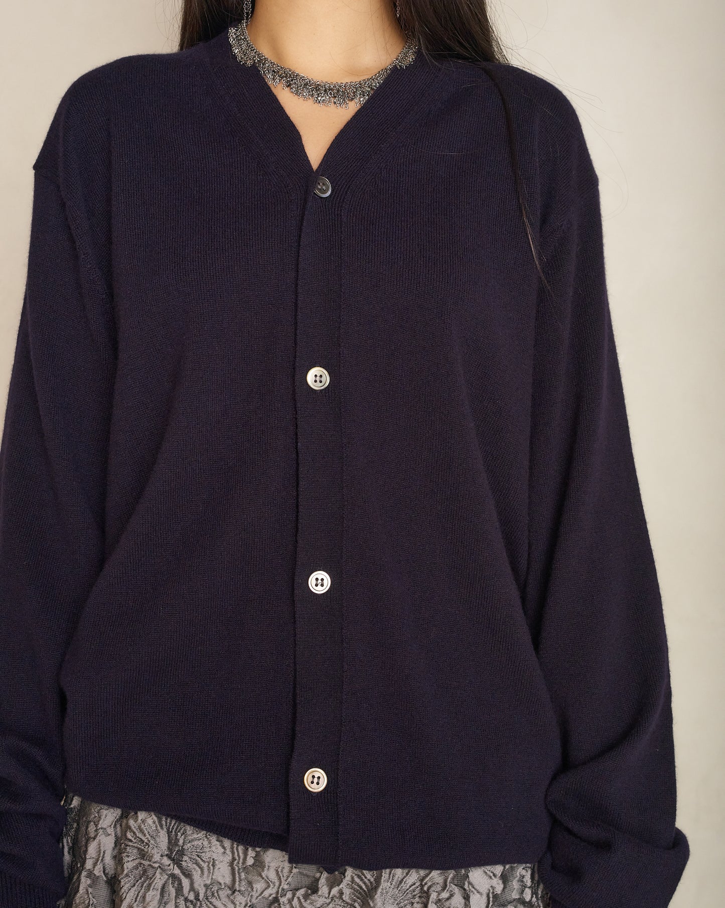 Navy Cashmere Cardigan