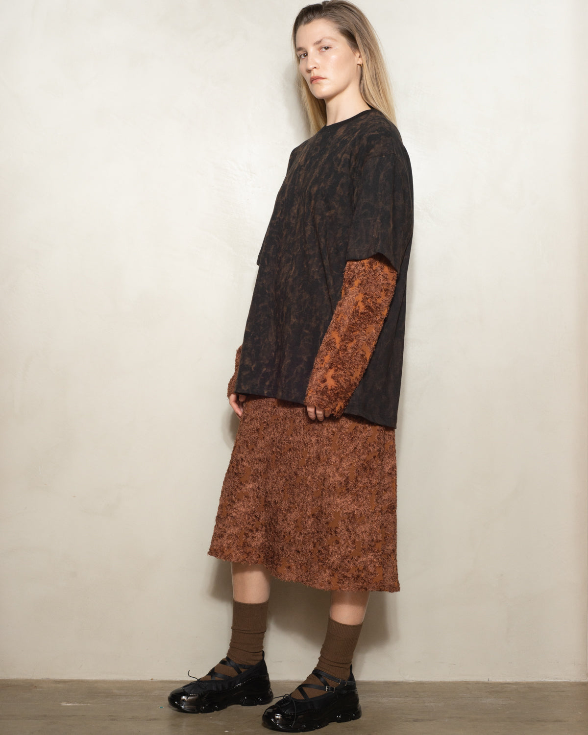 Black Tie Dye Double Layered Tee