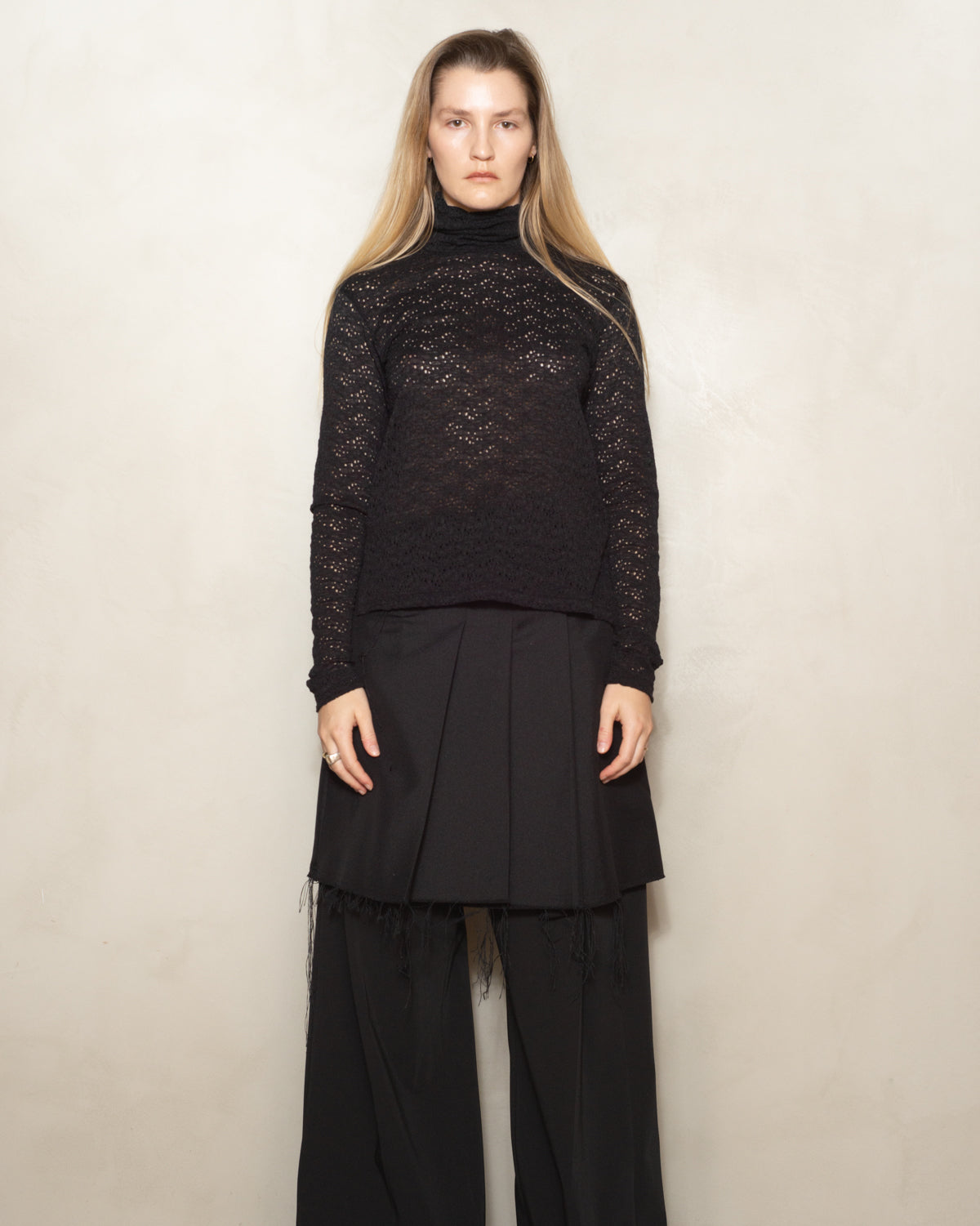 Black Long Sleeve Floral Turtleneck