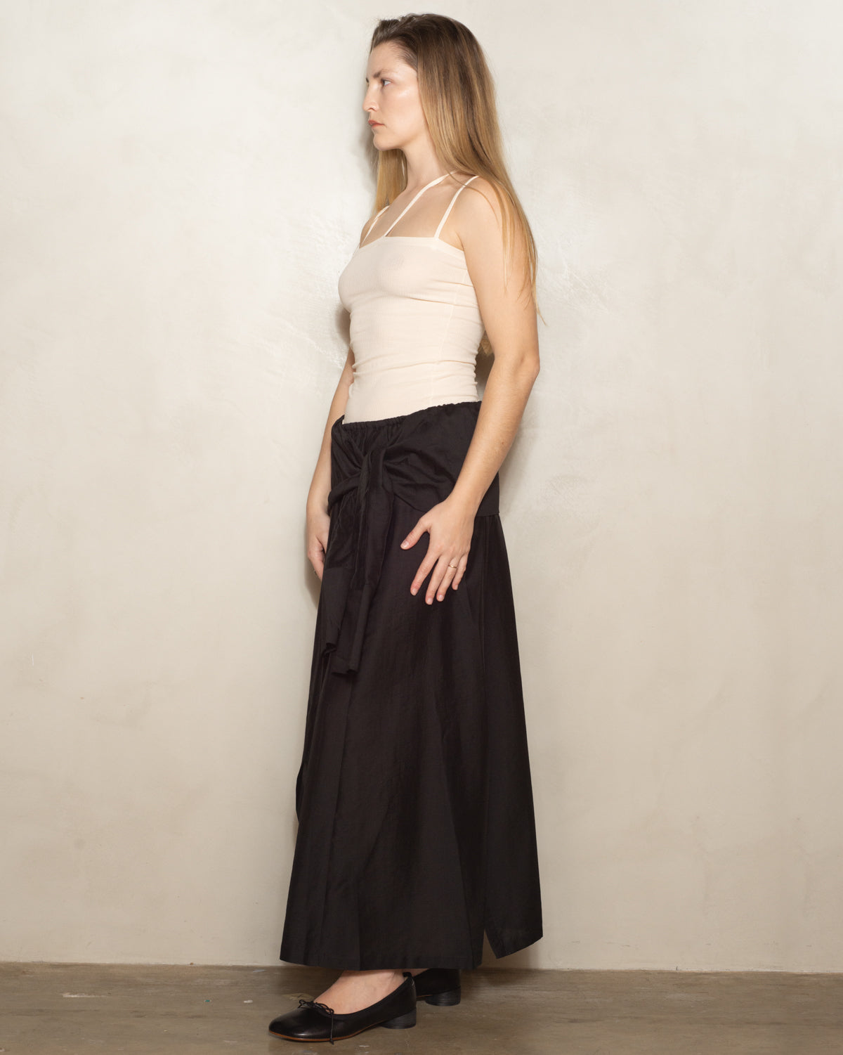 Black Silva Mid Length Skirt