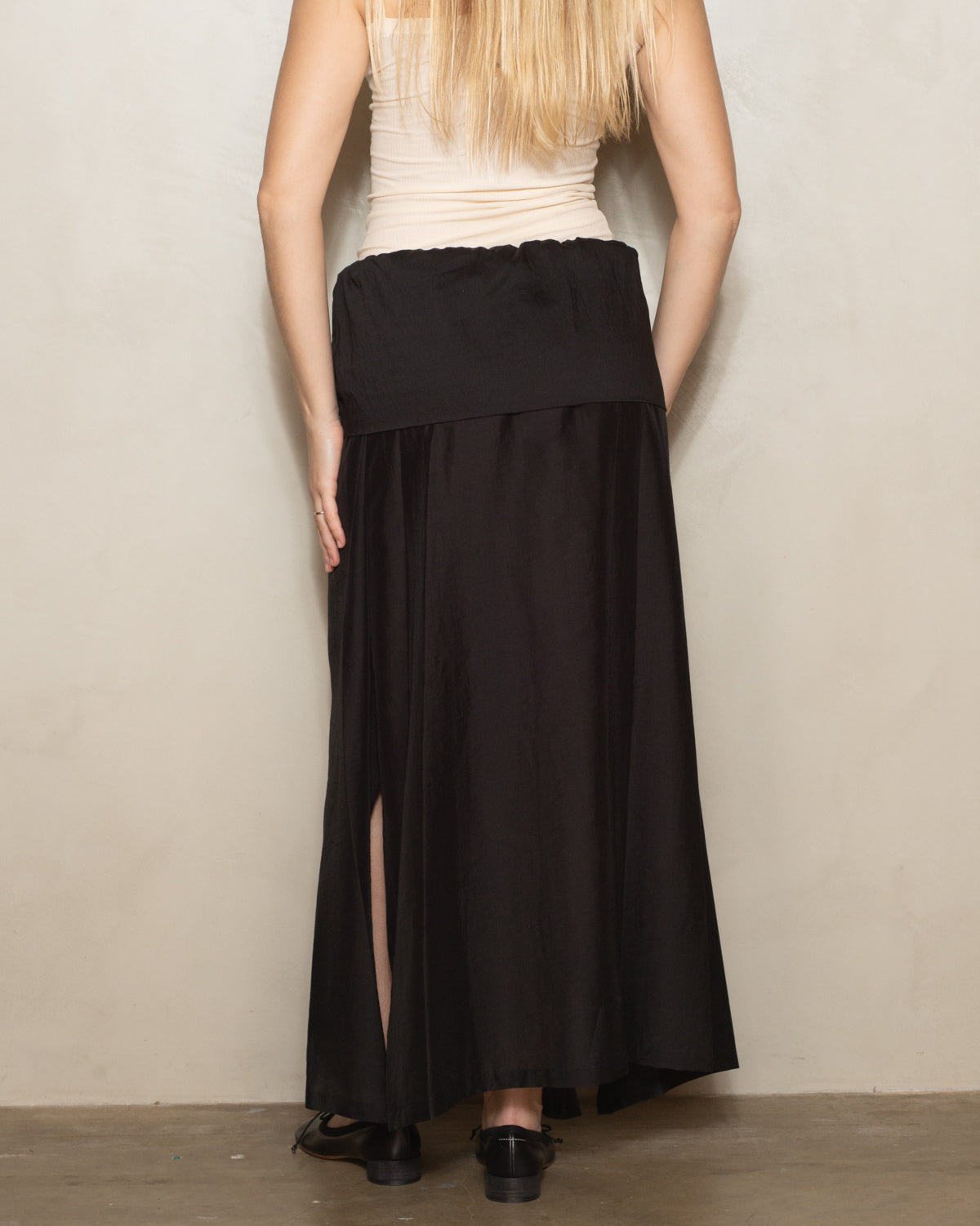 Black Silva Mid Length Skirt