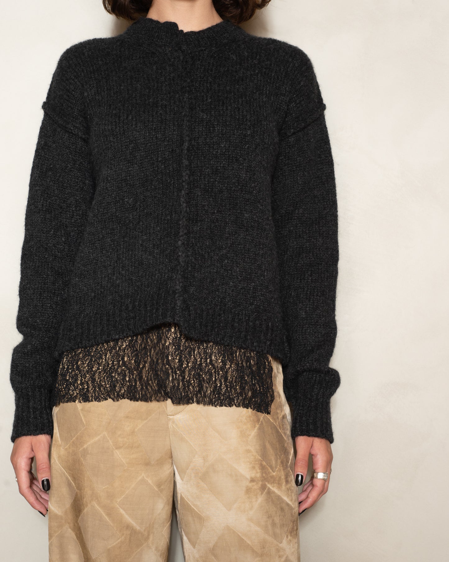 Dark Grey Round Neck Over Top