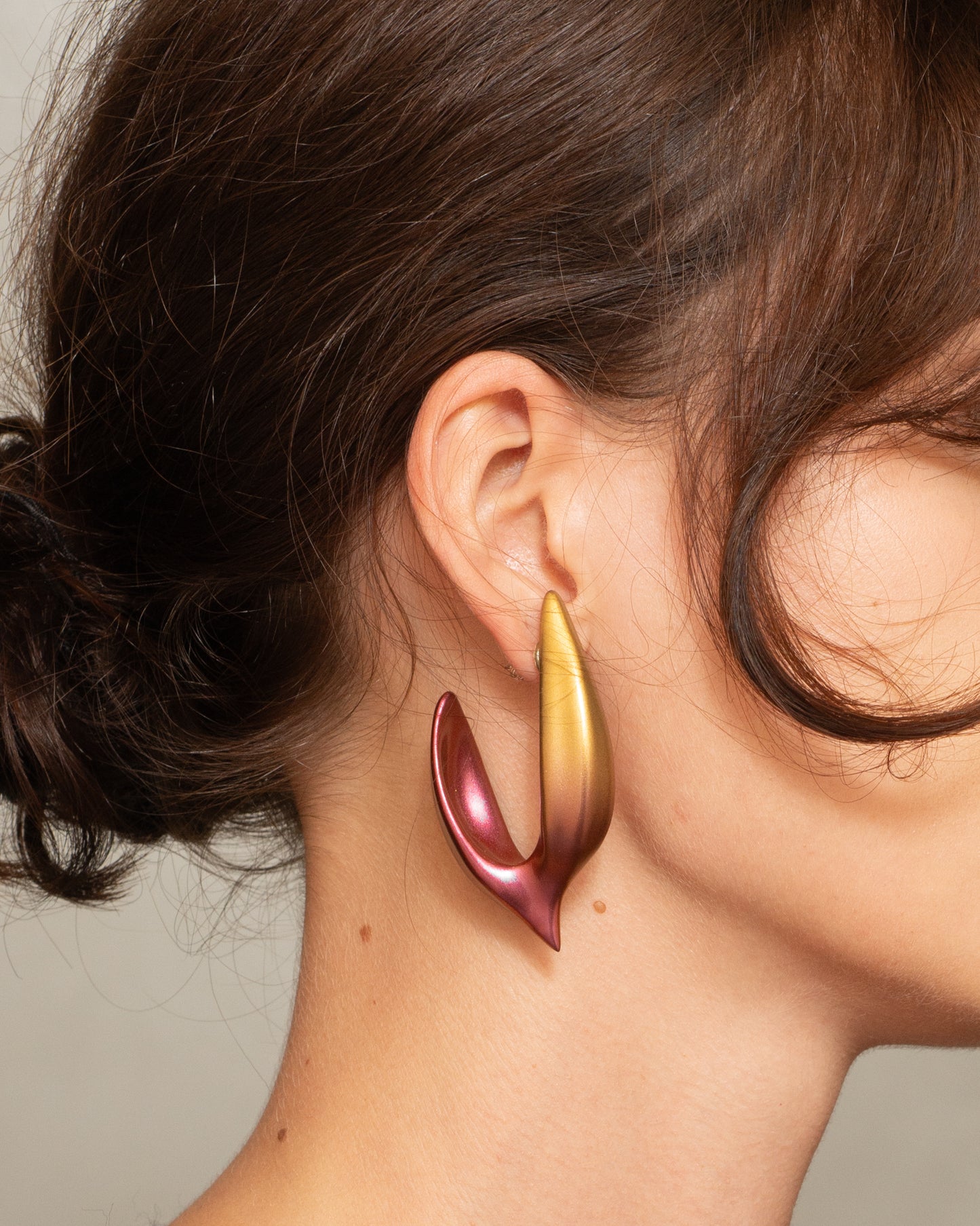 Red and Gold Large Hook Earring
