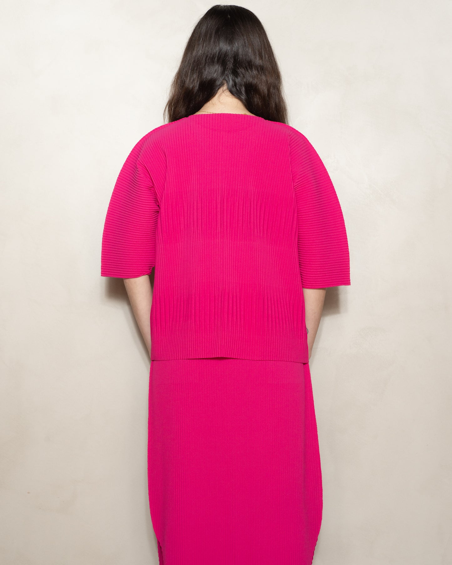 Raspberry Stripe Pleat T-Shirt