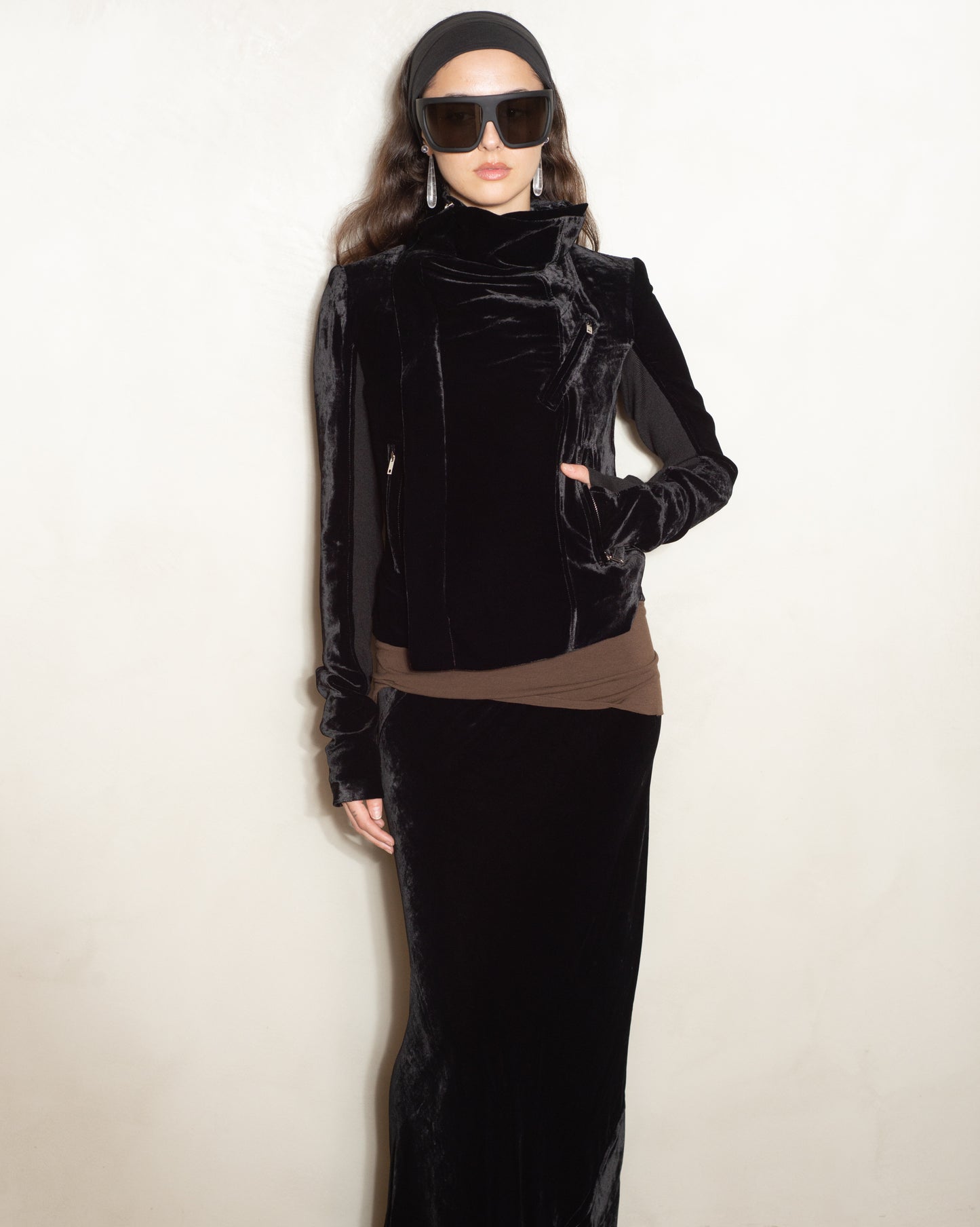Black Velvet Biker Jacket
