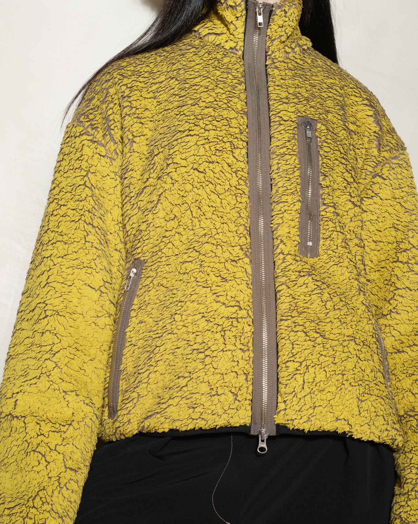Mustard Painted Sherpa Jacket