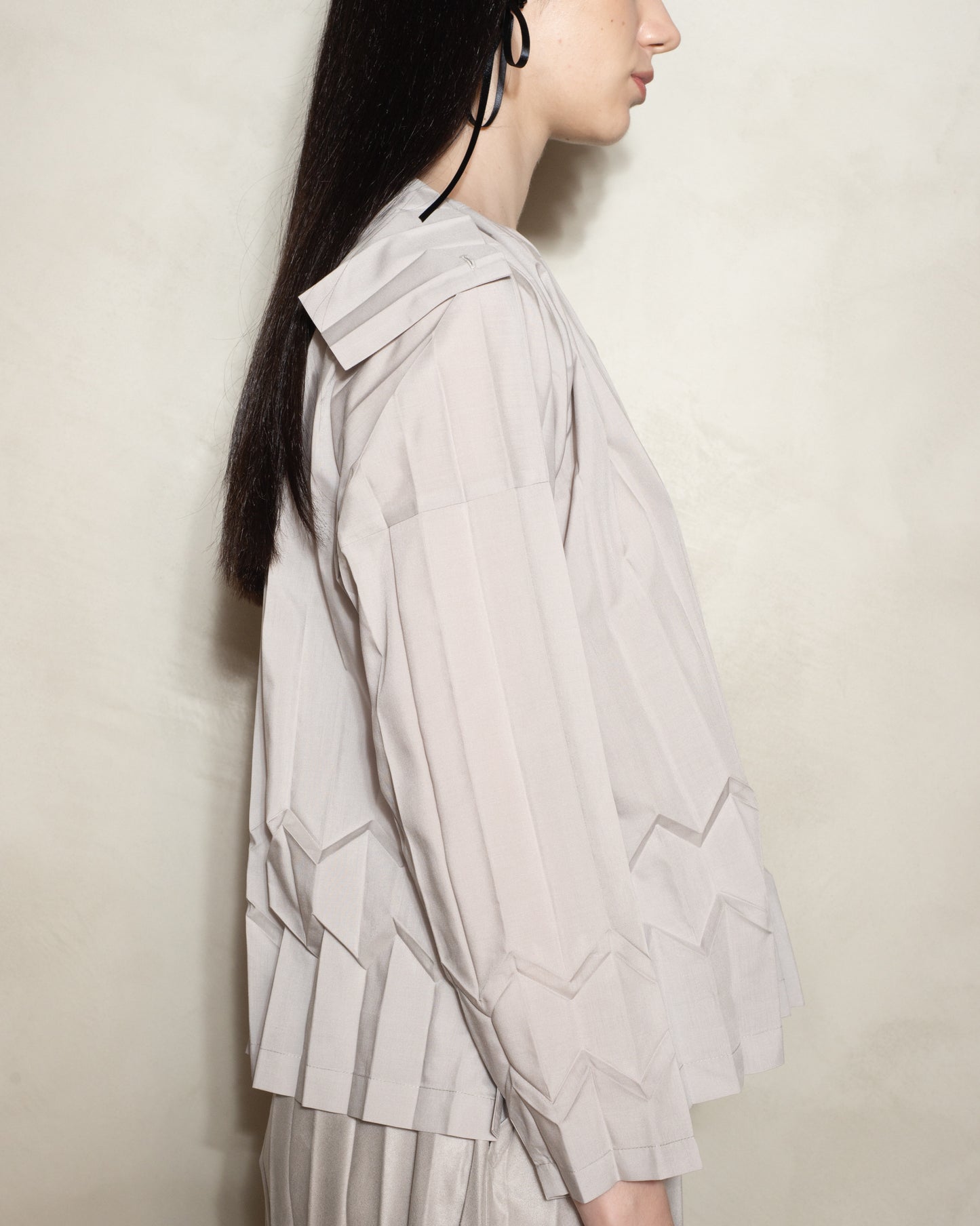 Light Grey Cube Pleats Shirt