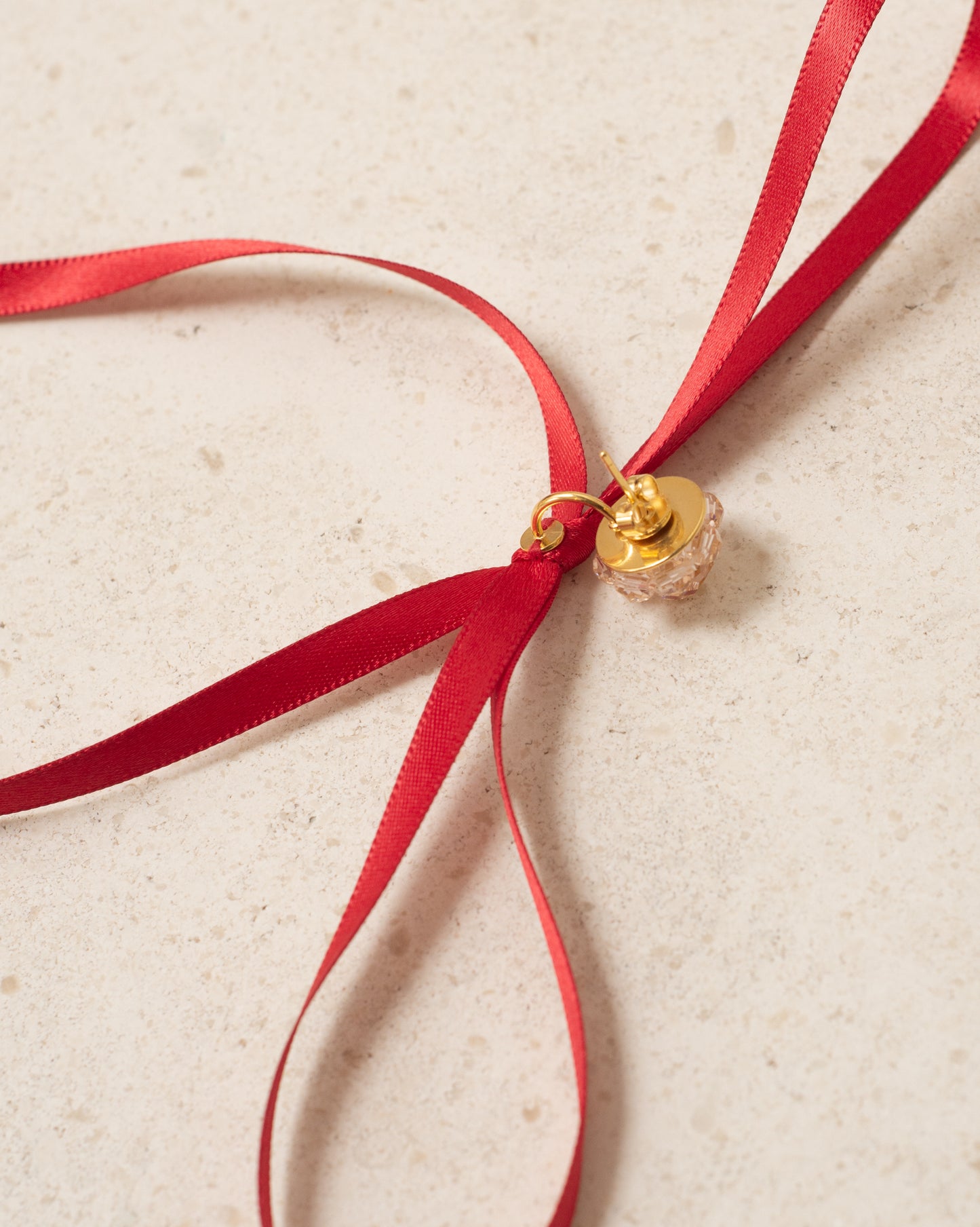 Red Bow Ribbon Stud Earrings