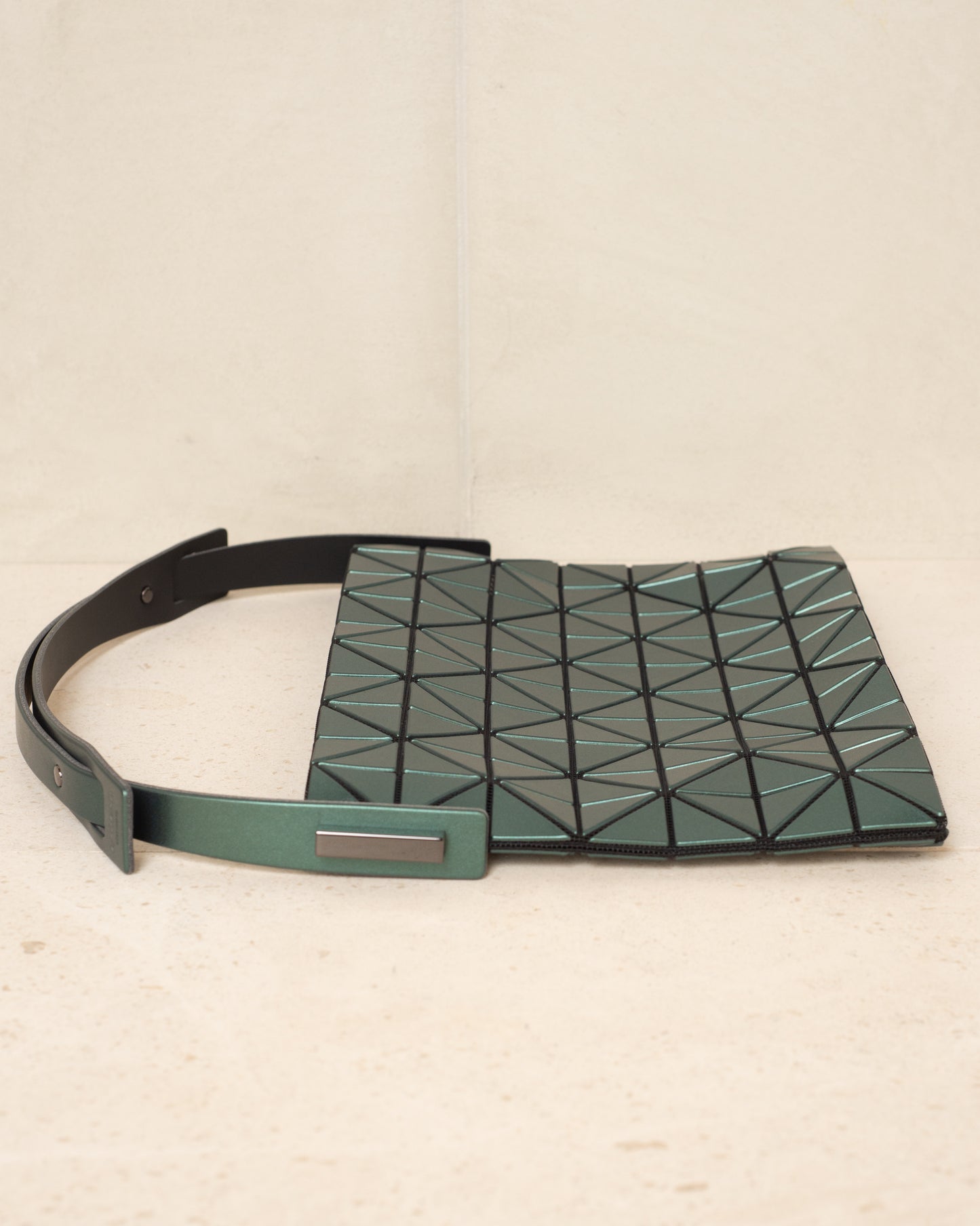 Dark Green Baguette Metallic Bag