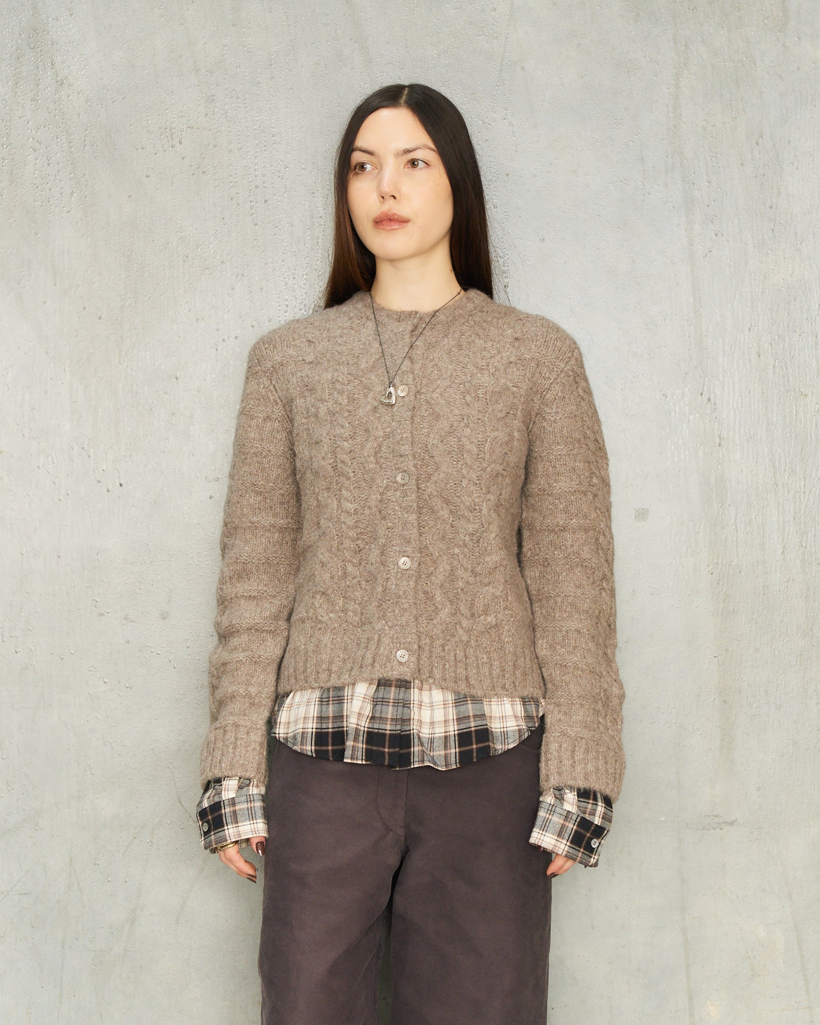 Acne Studios Beige Melange Flannel Cardigan Beige A60604 