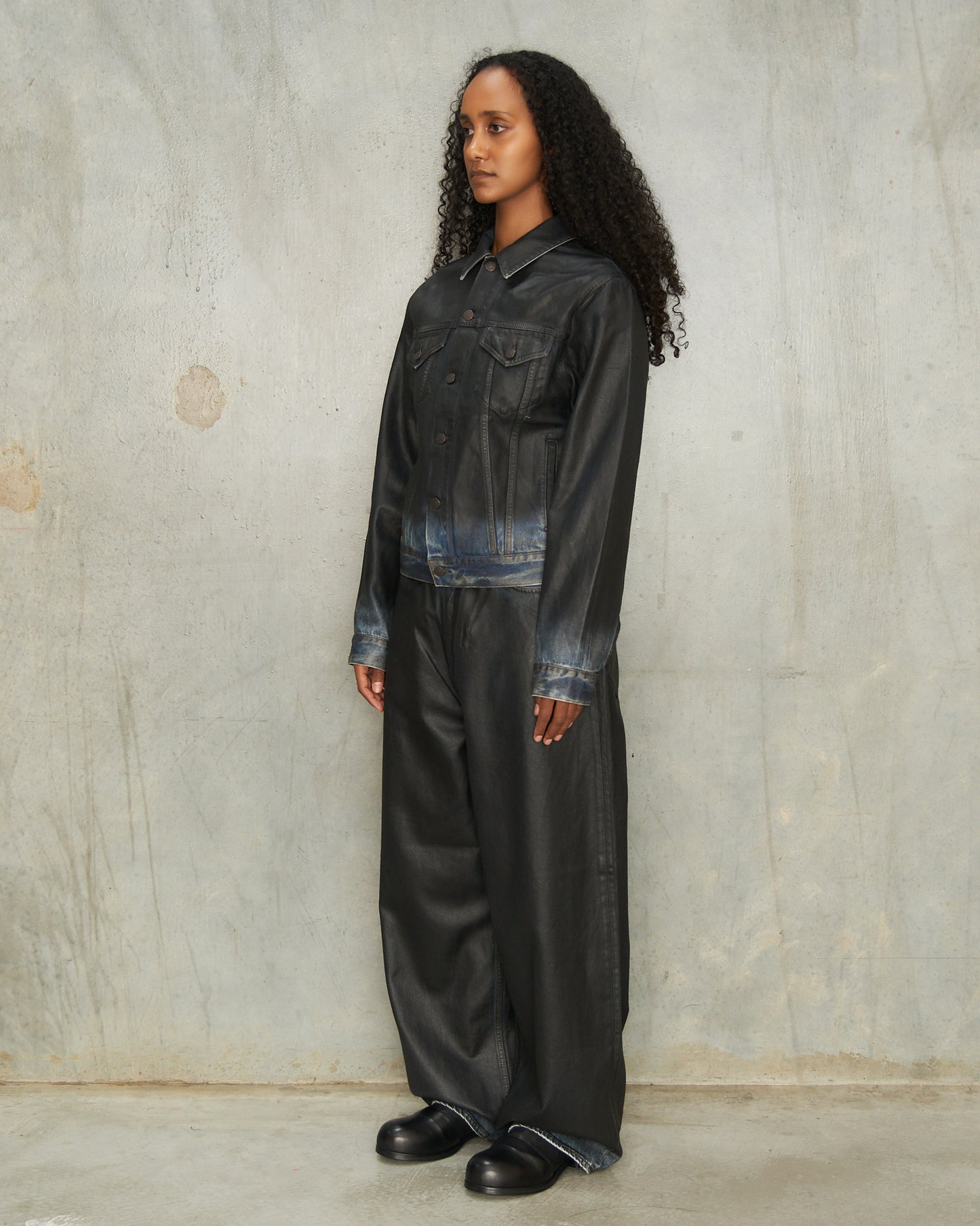 Black Baggy Coated Denim 2023 Jeans