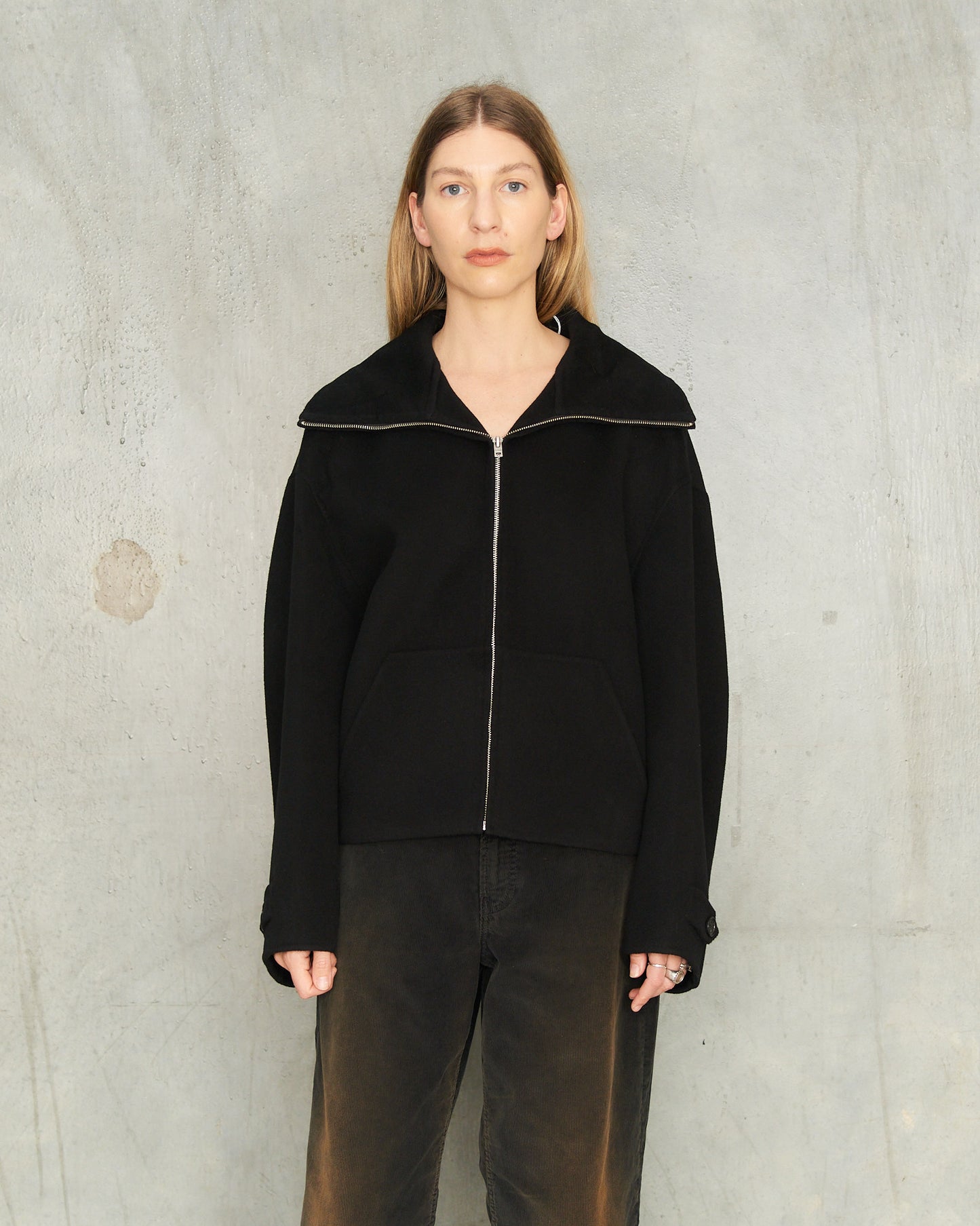 Black Wool Zip Jacket