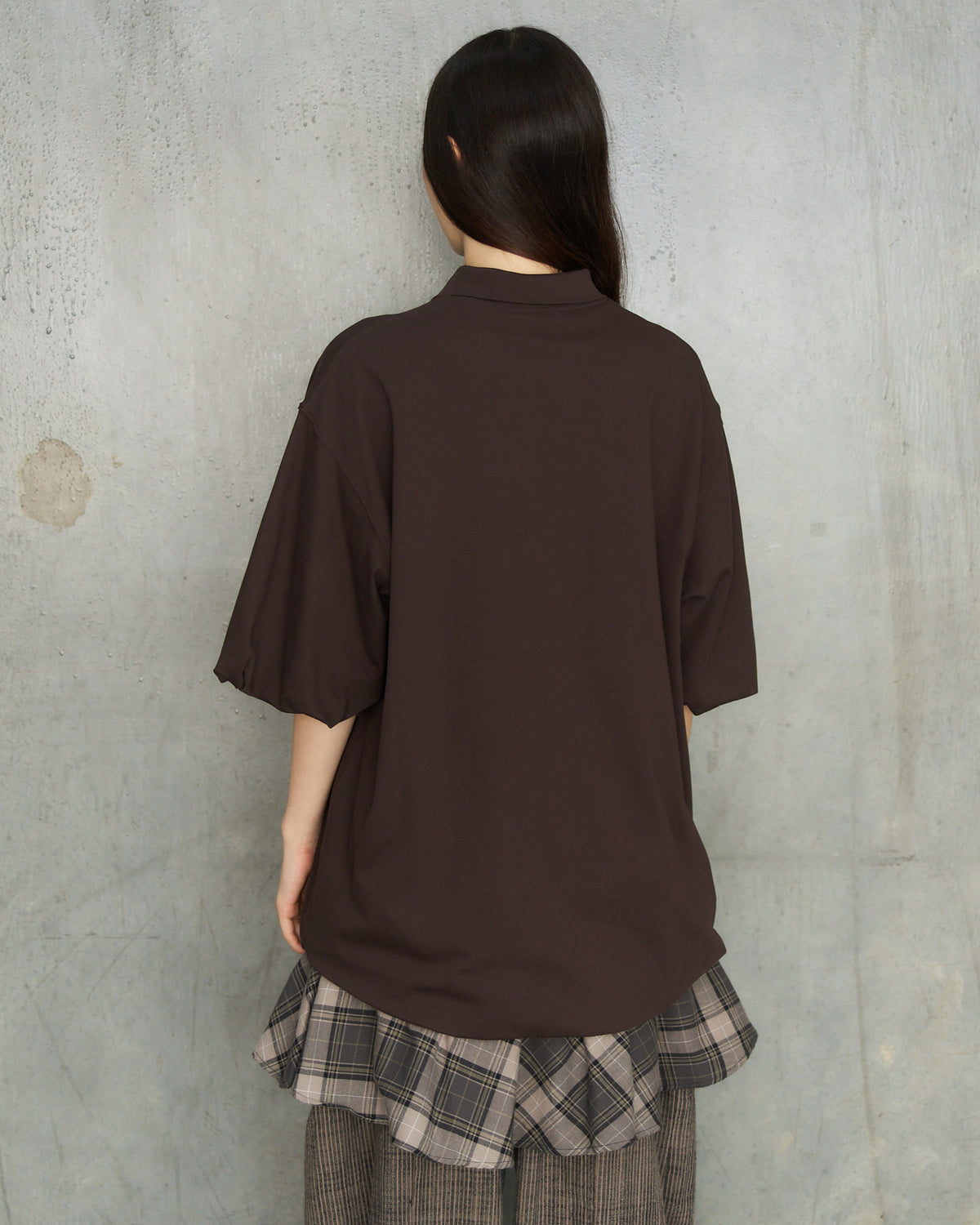 Dark Brown Tartan Layered Dress
