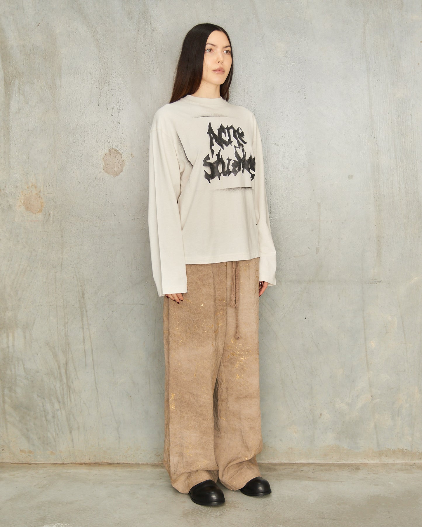 Dusty White Print Long Sleeve Tee