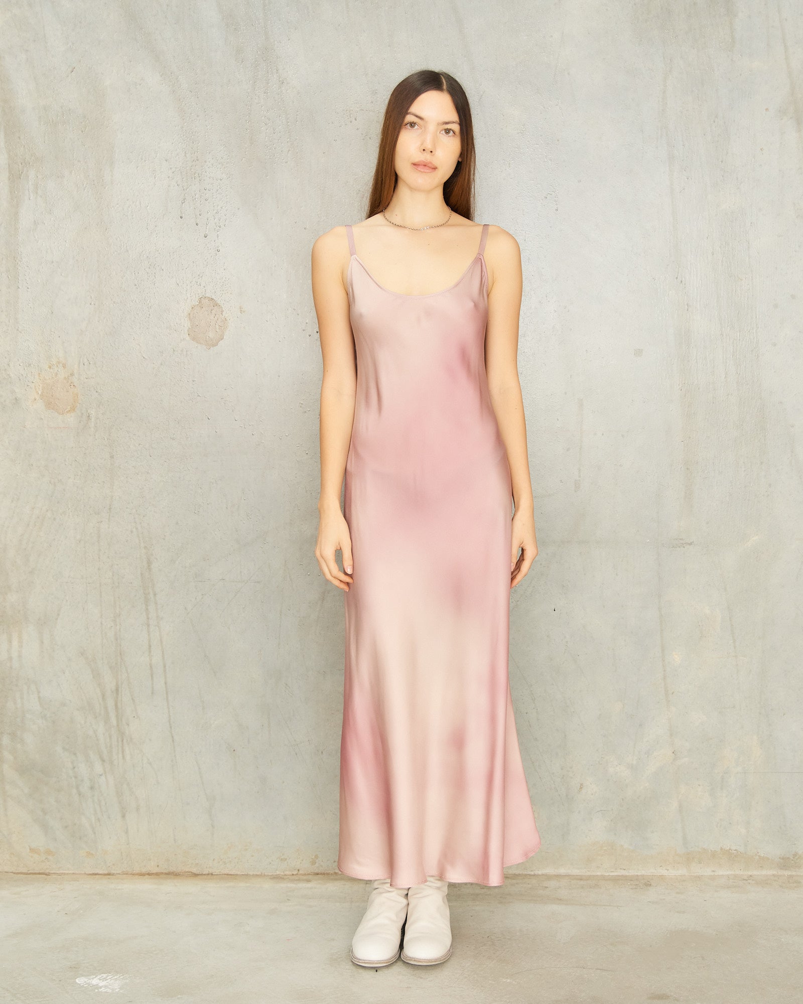 Acne Studios Pink Multi Silk Slip Dress Pink A20777 DILETTANTE