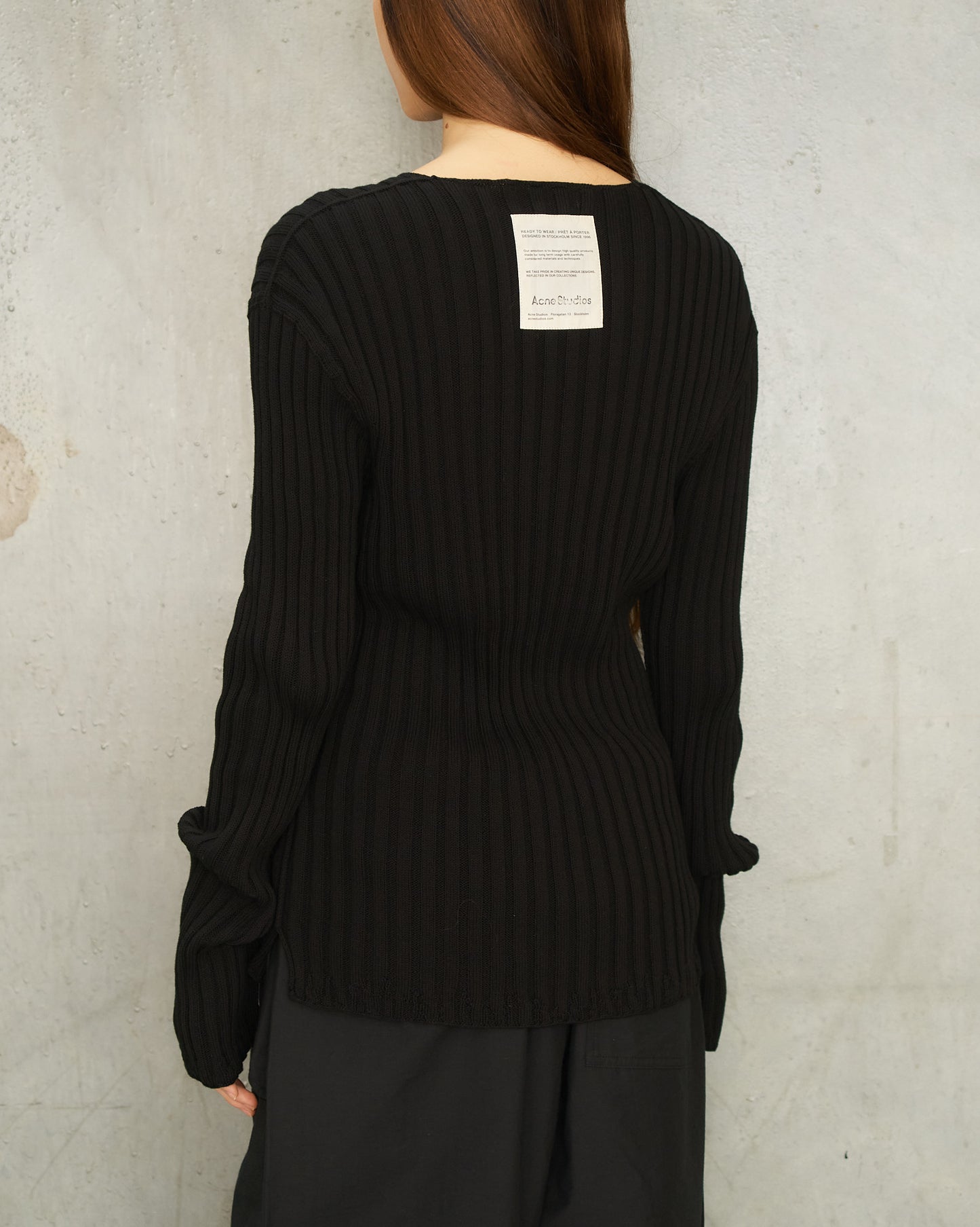 Black Knit Ribbed Sweater