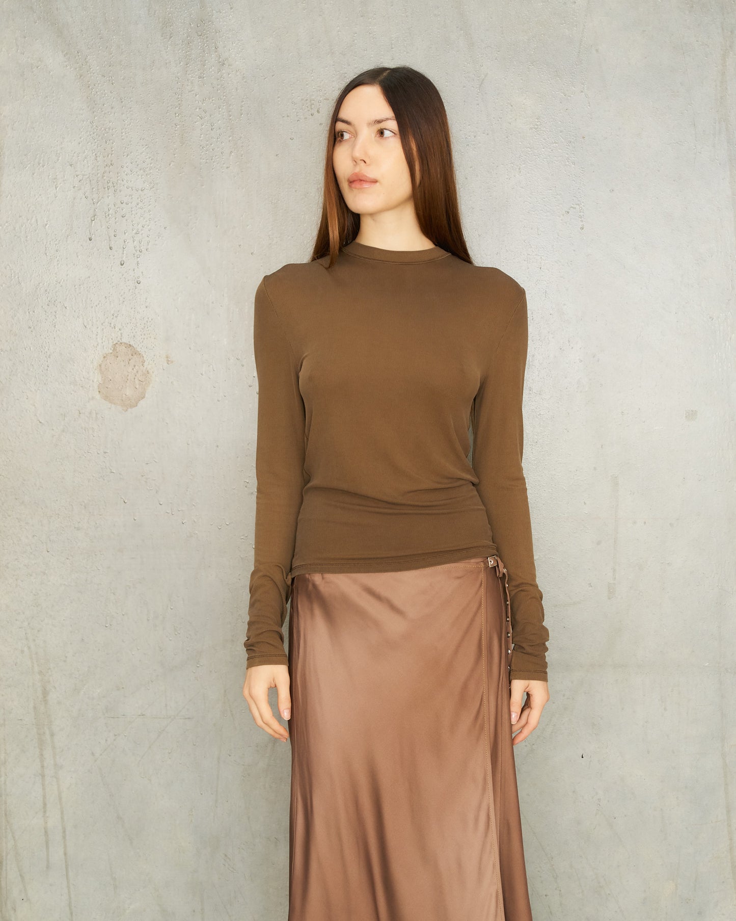 Mud Brown Long Sleeve Top