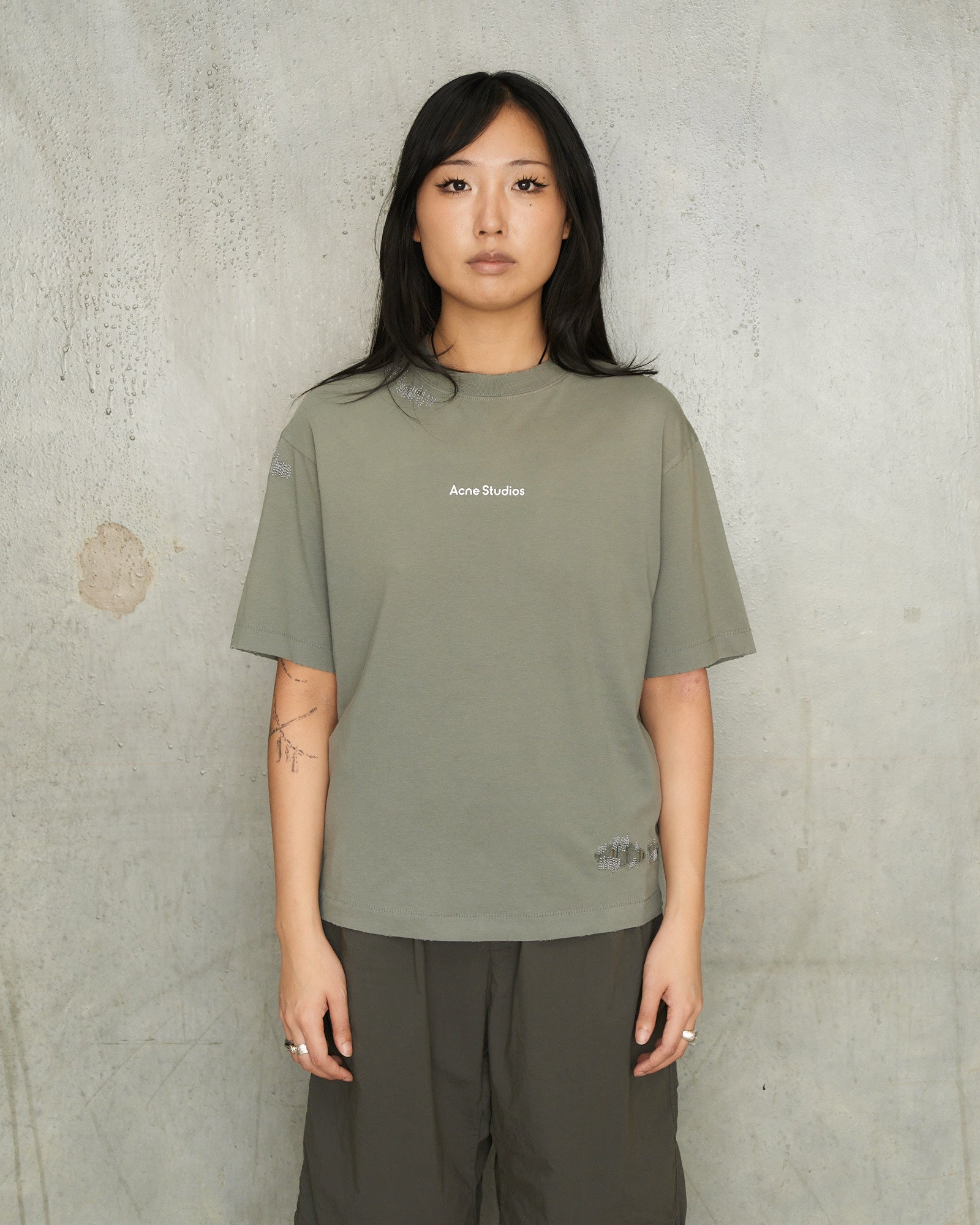 Acne Studios Slate Grey Mended Logo T-Shirt Grey CL0446 