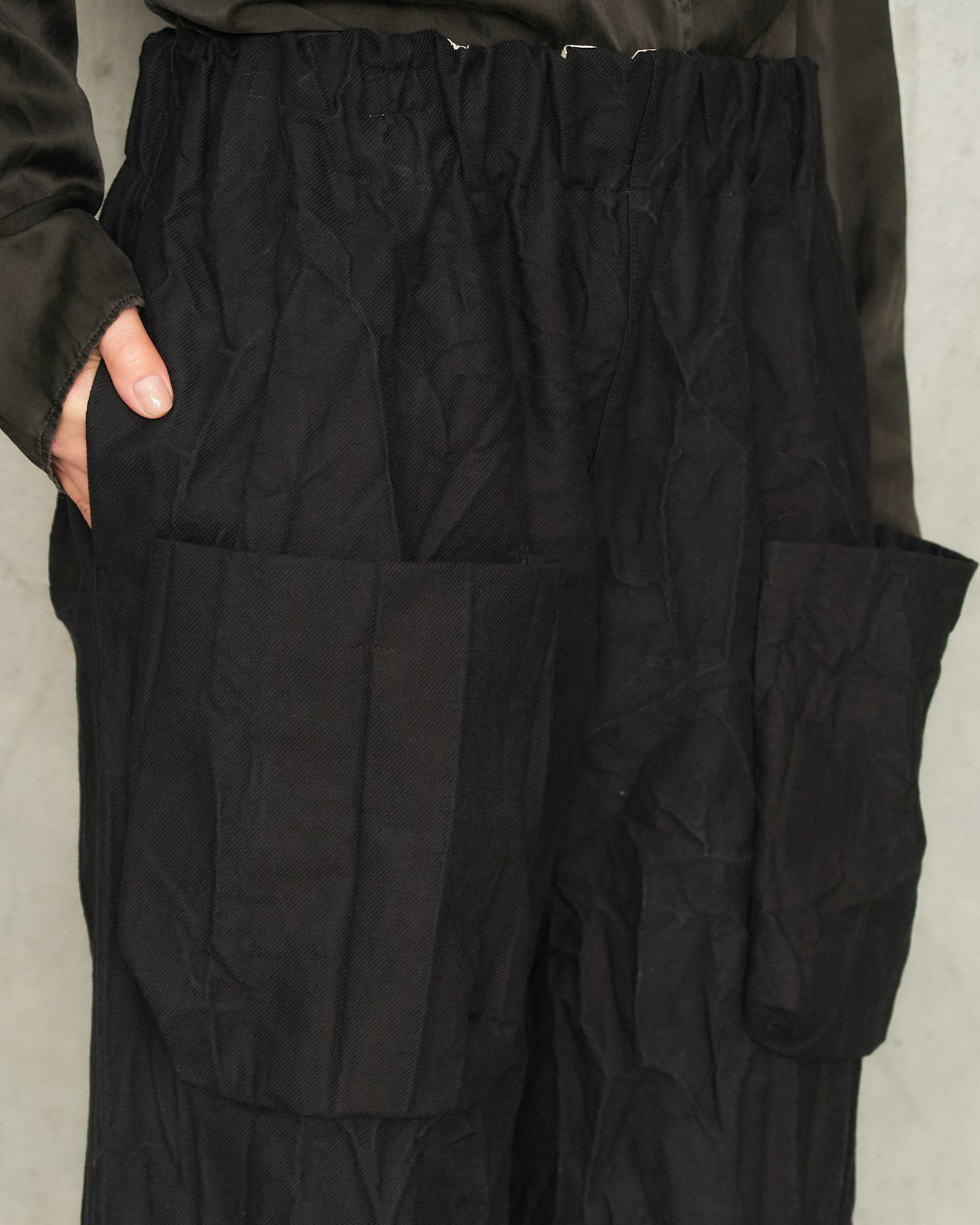 Black Crash Pocket Trousers
