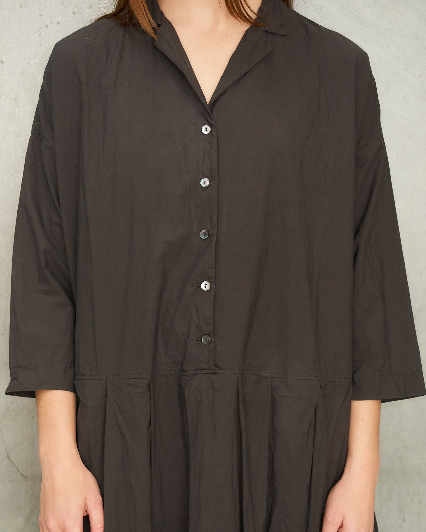 Charcoal Pleated Shirt Dress