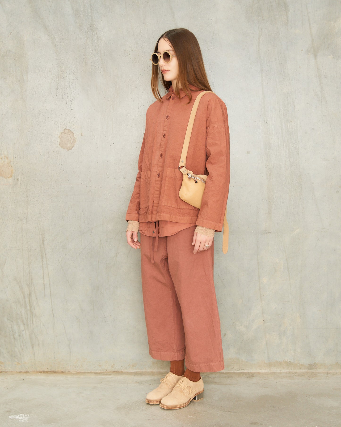 Coral Cropped Wide Trousers