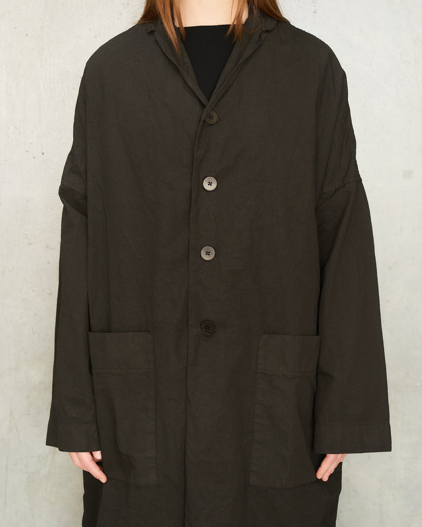 Dark Brown Loose Cotton Coat