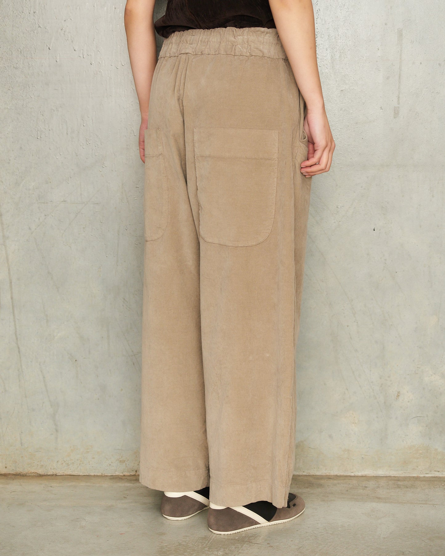 Marron Glace Velvet Wide Trousers