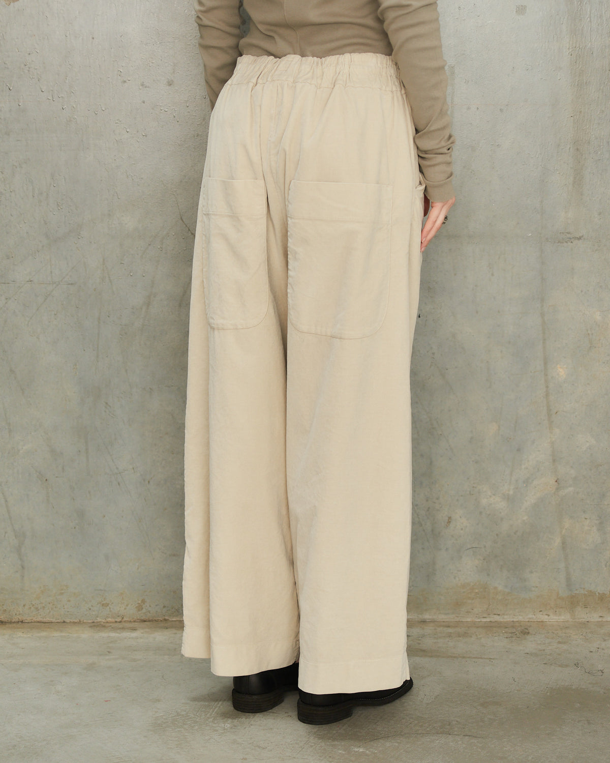 Oatmeal Velvet Wide Trousers