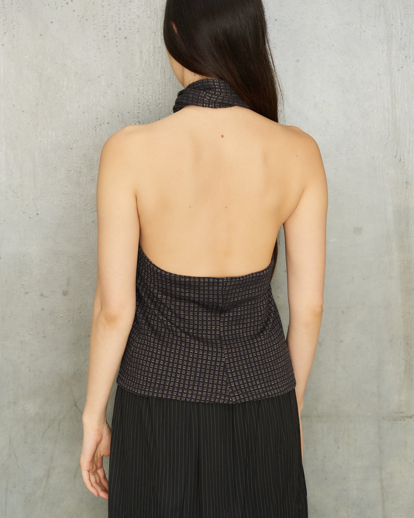 Ann Demeulemeester FW1995 Navy Wool Halter Top