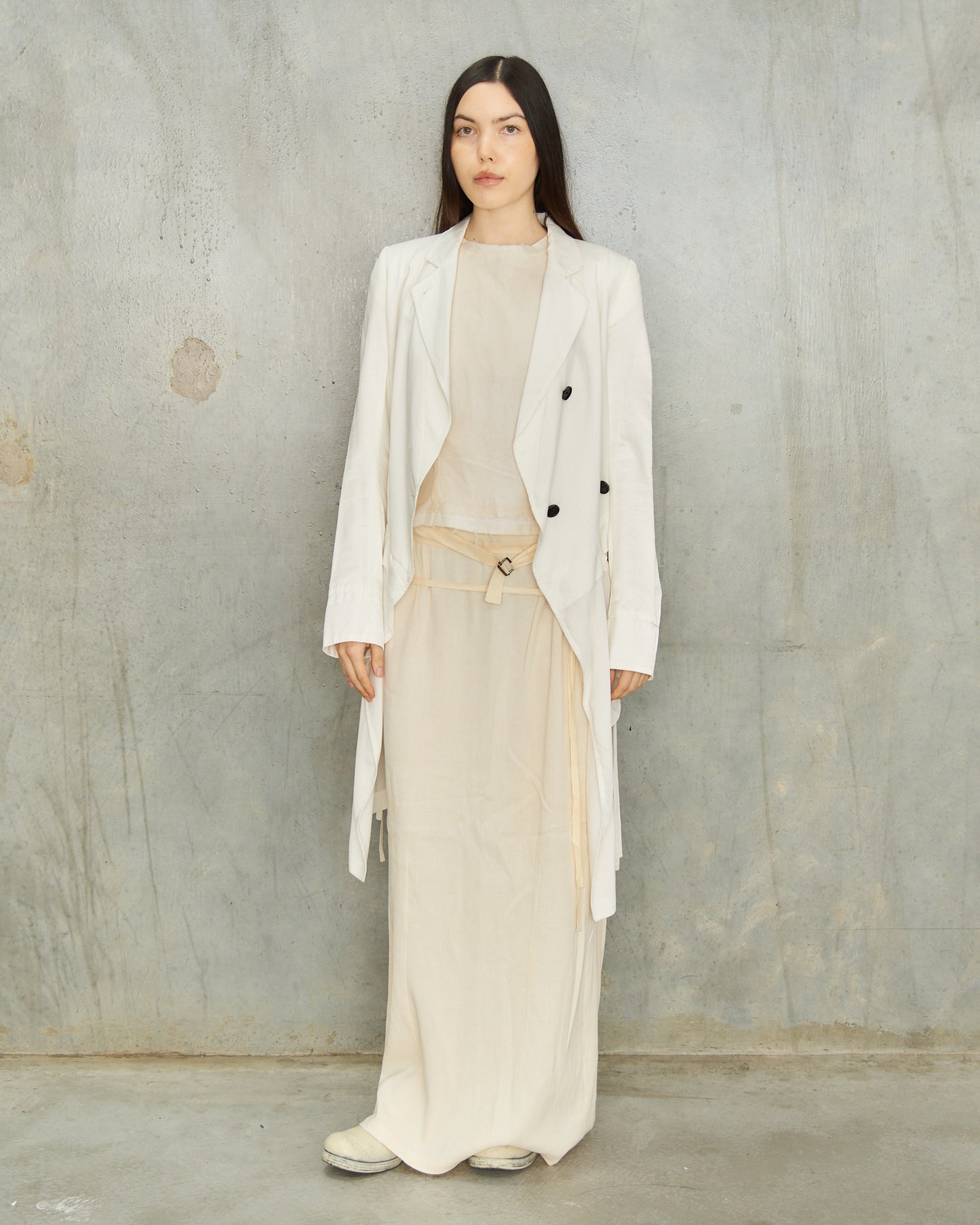 Ann Demeulemeester White Gathered Jacket