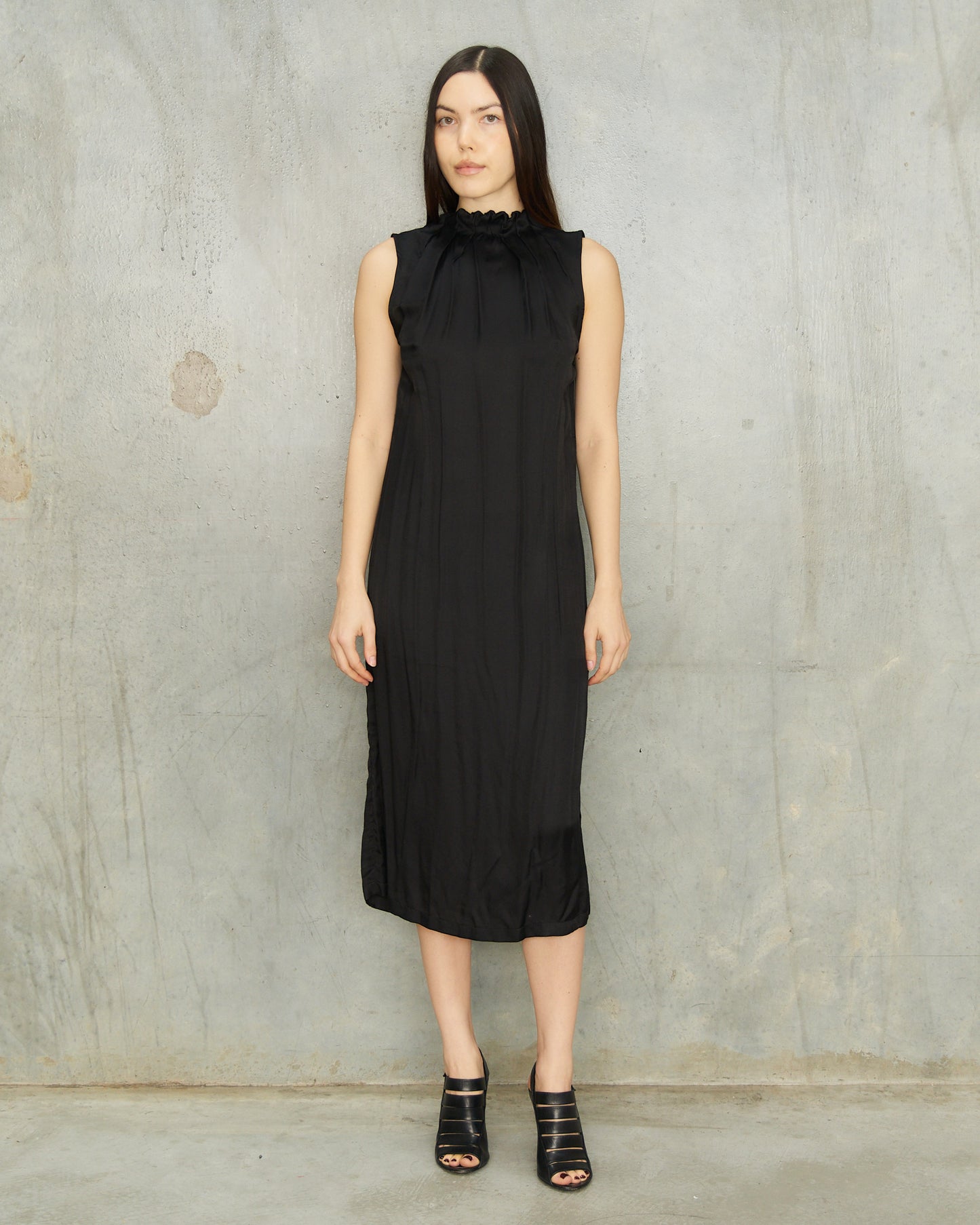 Ann Demeulemeester Black Gathered Neck Dress