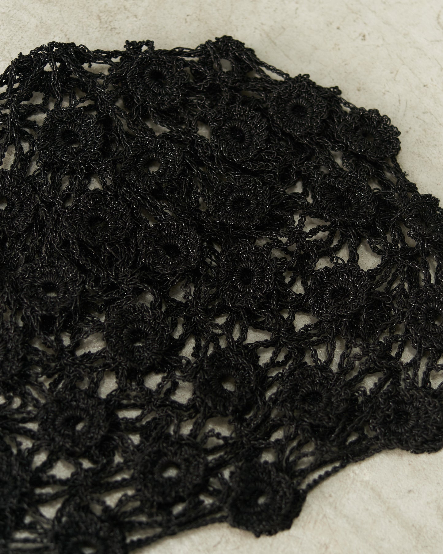 Black Lurex Crochet Cap