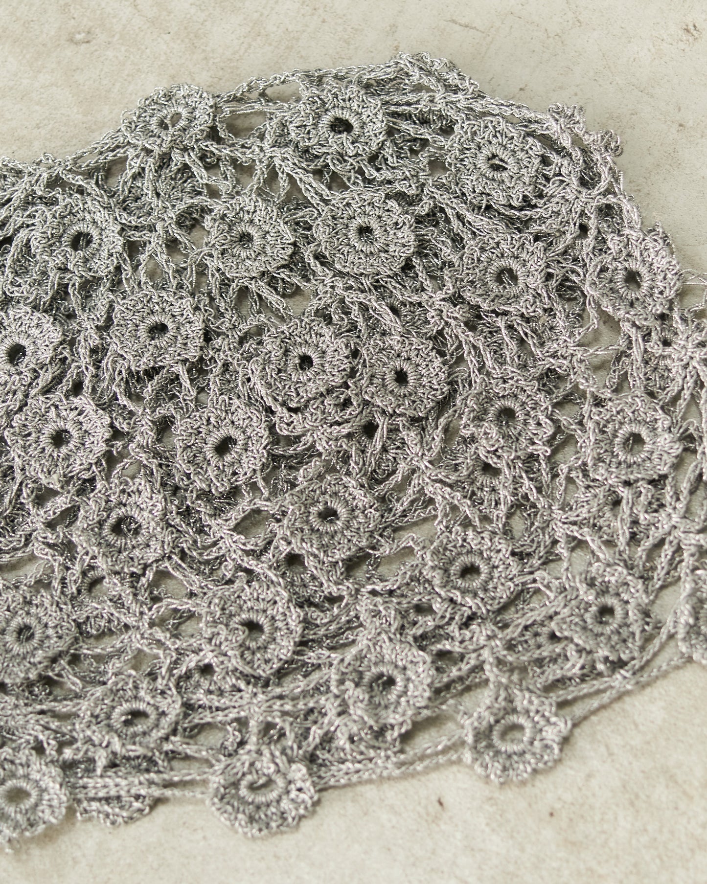 Silver Lurex Crochet Cap