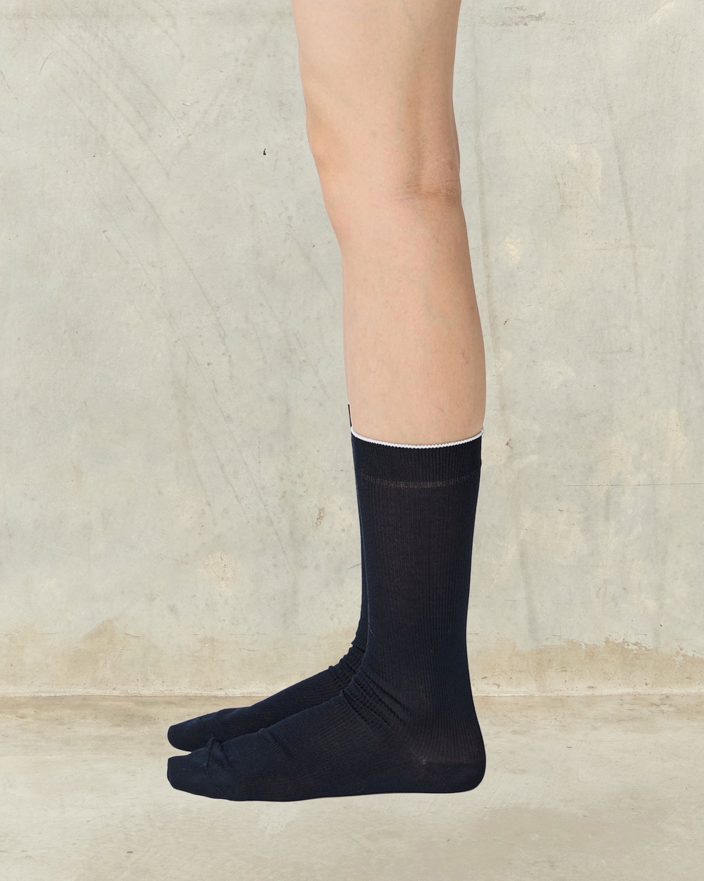 Black Fine Ribbed Socks