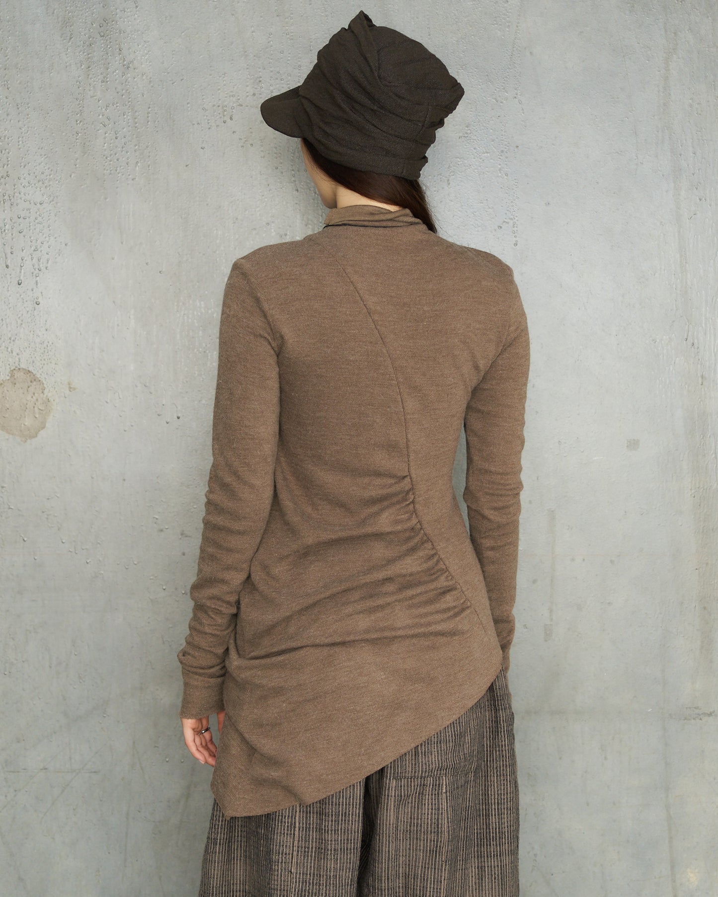 Brown Asymmetric Gather Top