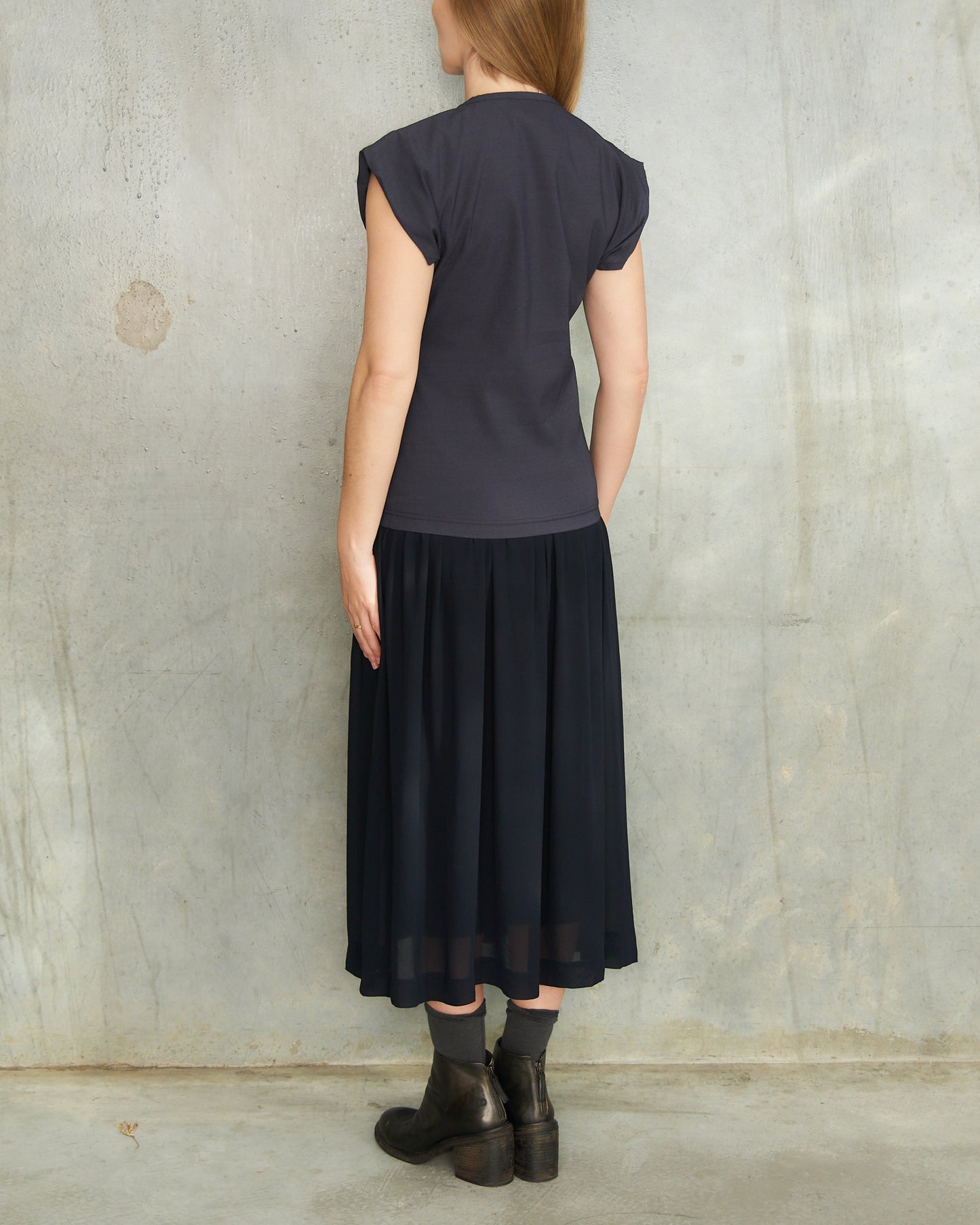 Comme Des Garcons FW1988 Navy Layered Sheer Dress