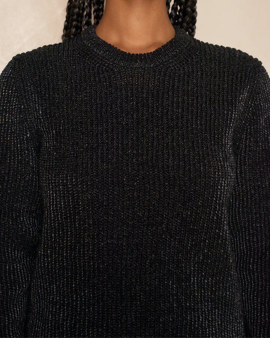 Black Coated Knit Sweater
