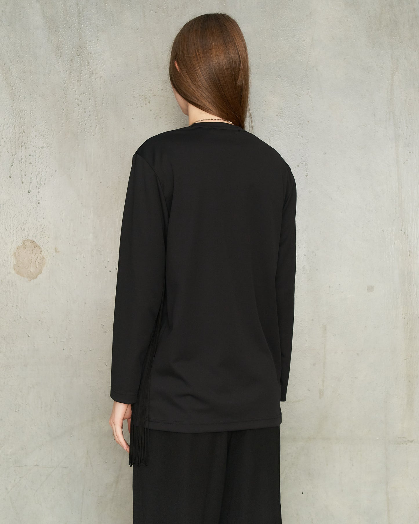 Black Fringe Long Sleeve T-Shirt