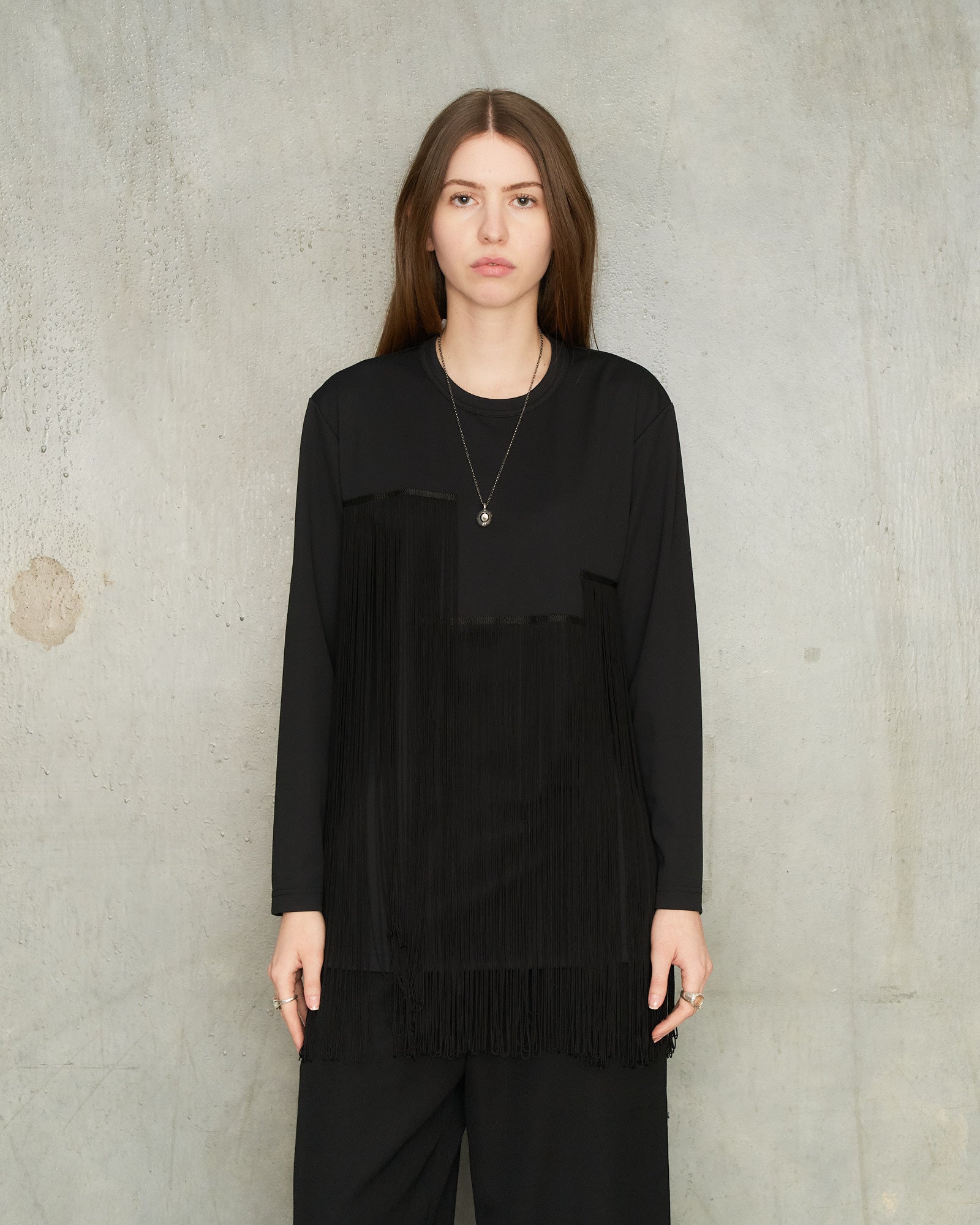 Comme Des Garcons Comme Des Garcons Black Fringe Long Sleeve T 