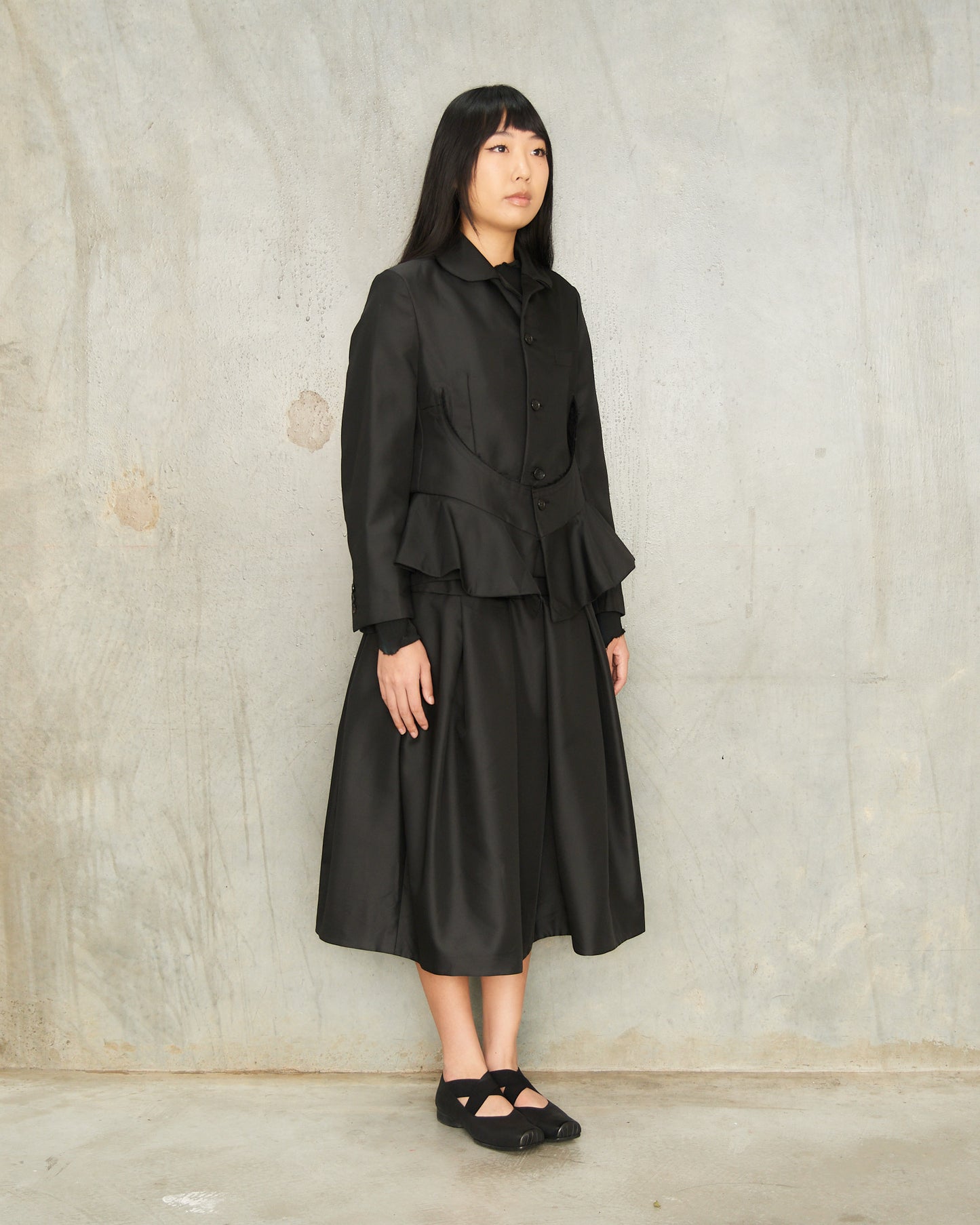 Black Layered Box Pleat Skirt