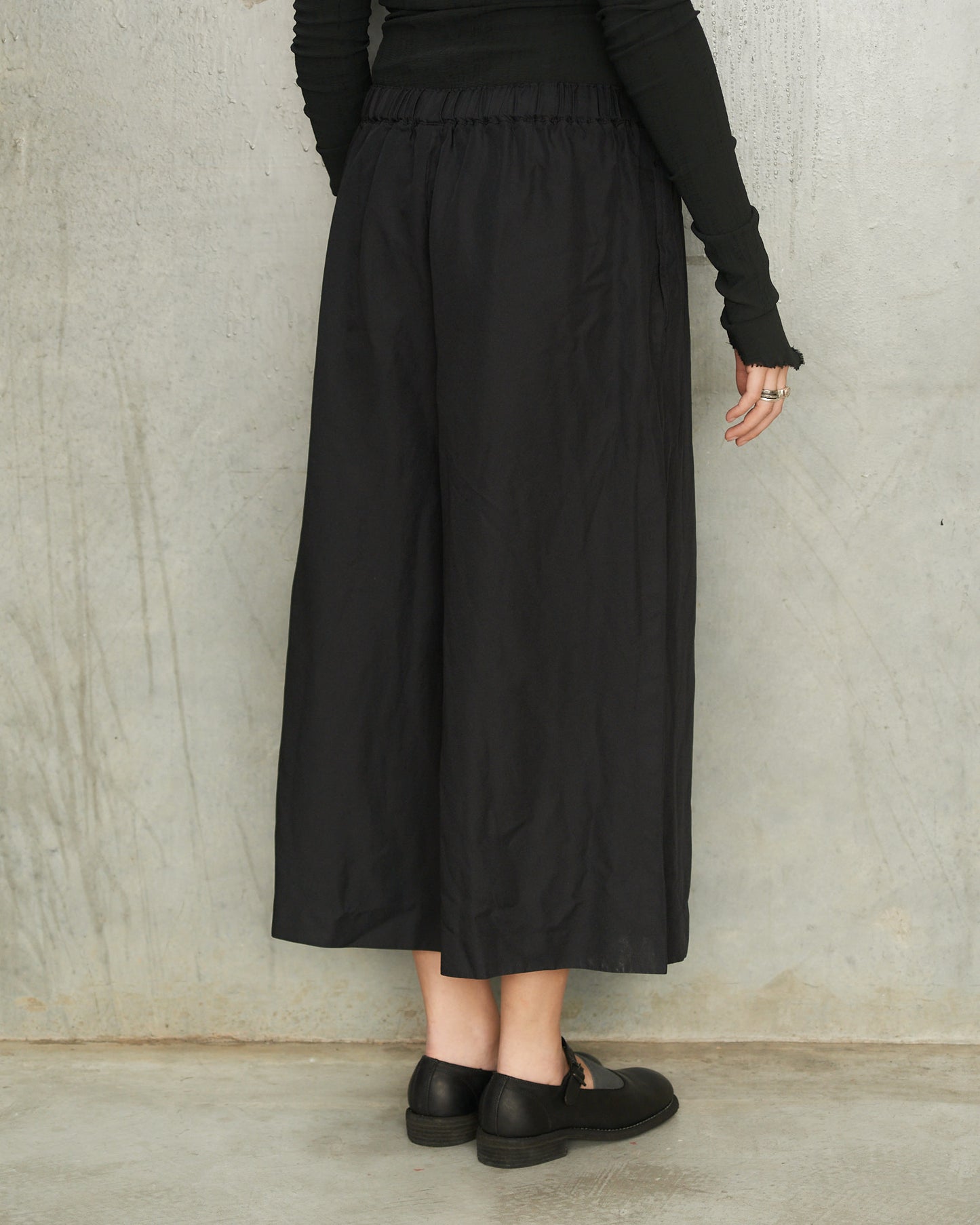 Black Wide Leg Drawstring Pants