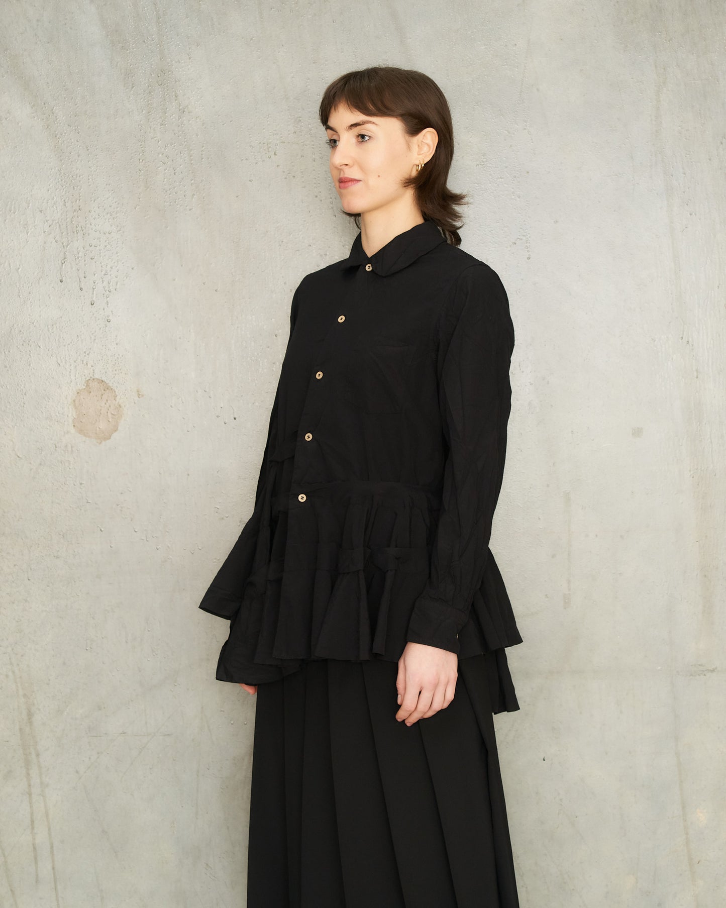 Black Tiered Circle Cut Shirt