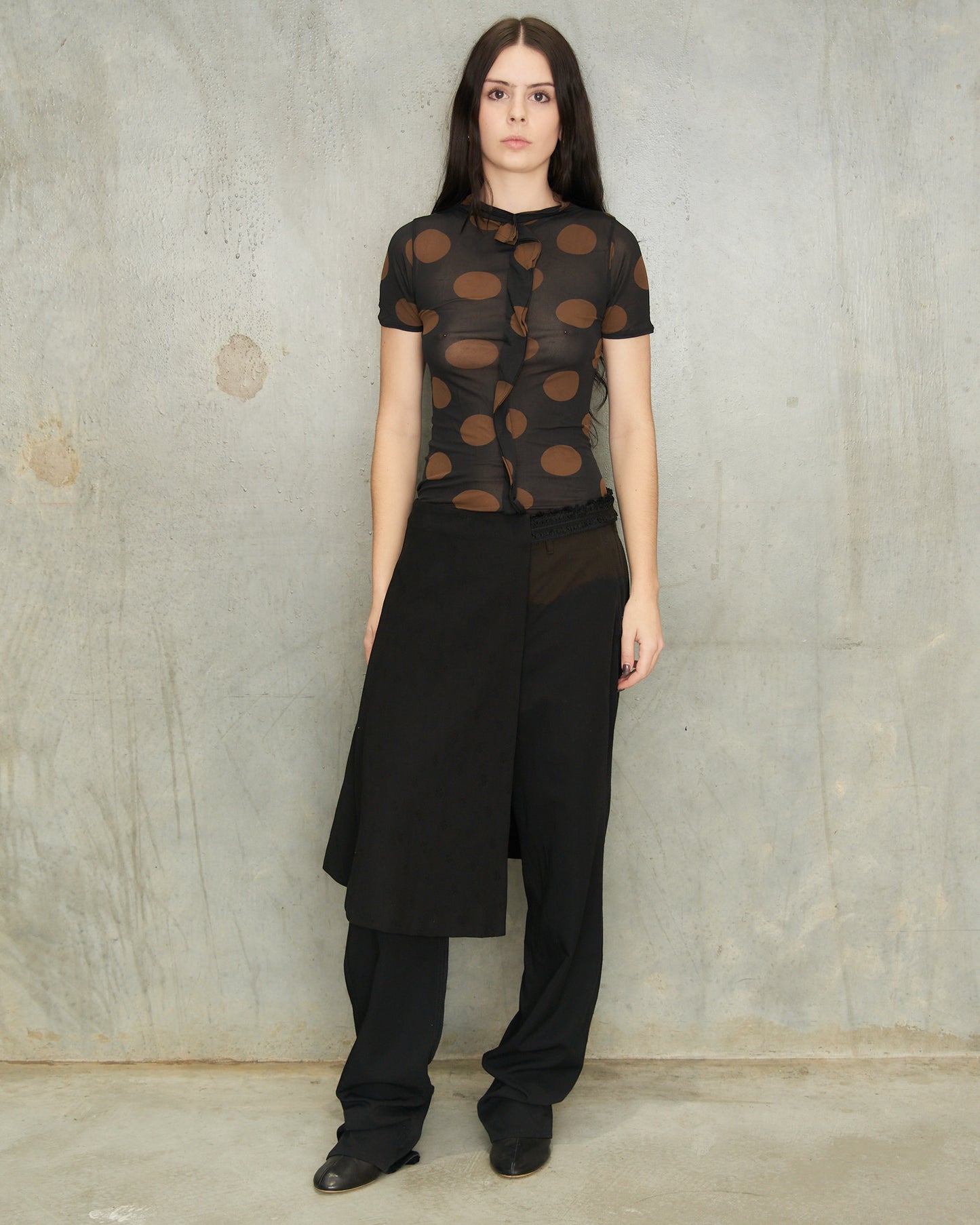 Comme Des Garcons FW2001 Black Wool Half Skirt Belt